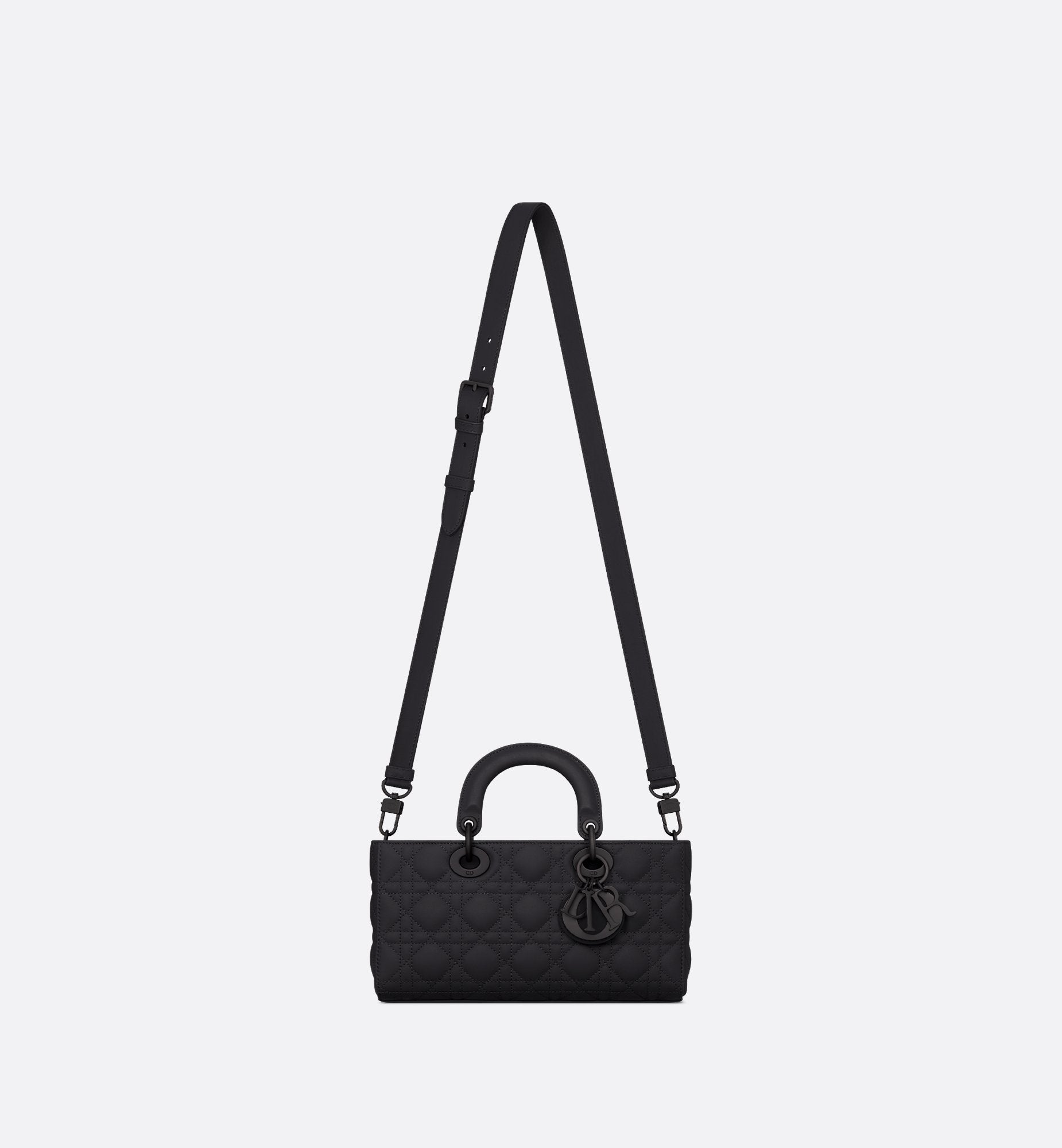 Medium Lady D-Joy Bag Ultramatte Black Cannage Calfskin