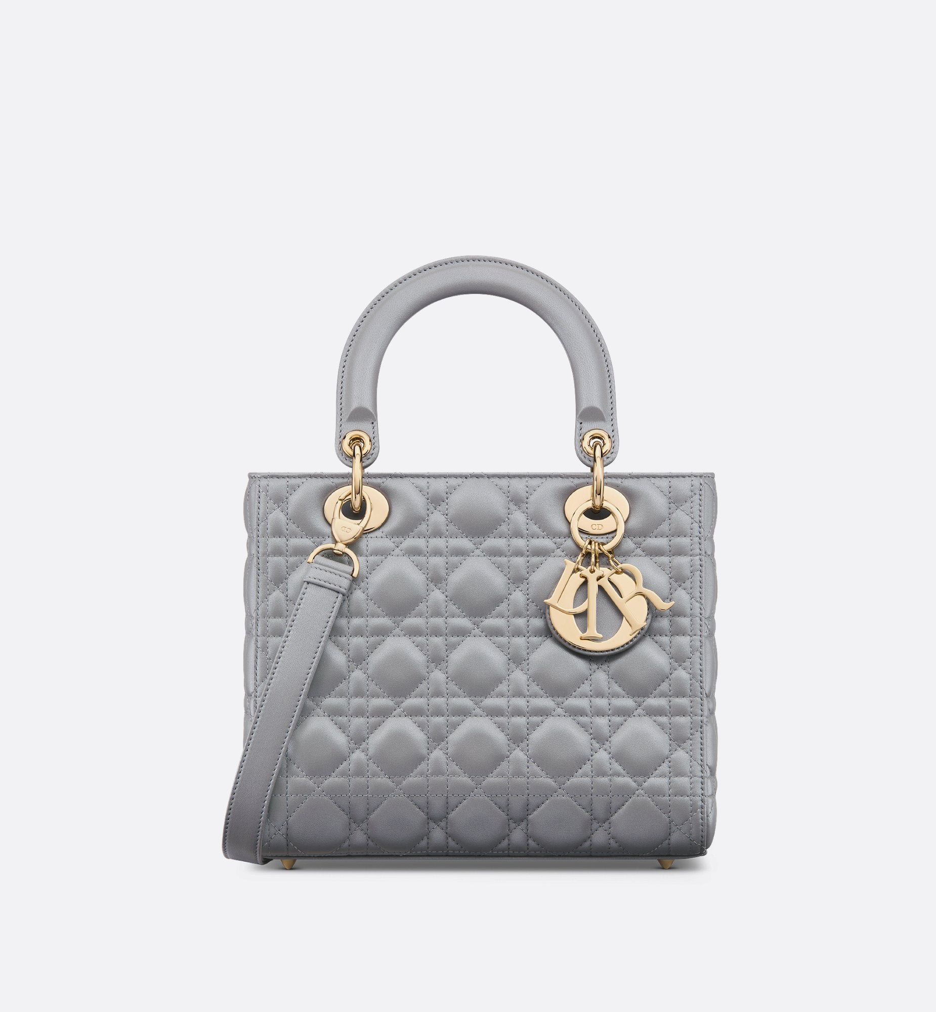 Medium Lady Dior Bag Opaline Gray Pearlescent Cannage Lambskin