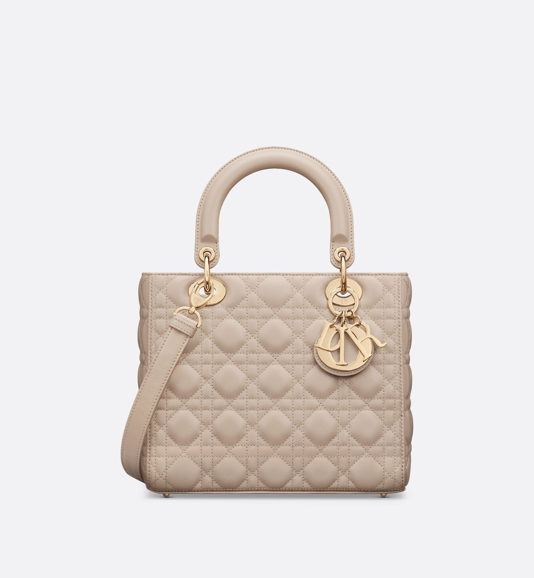 Medium Lady Dior Bag Powder Beige Cannage Lambskin