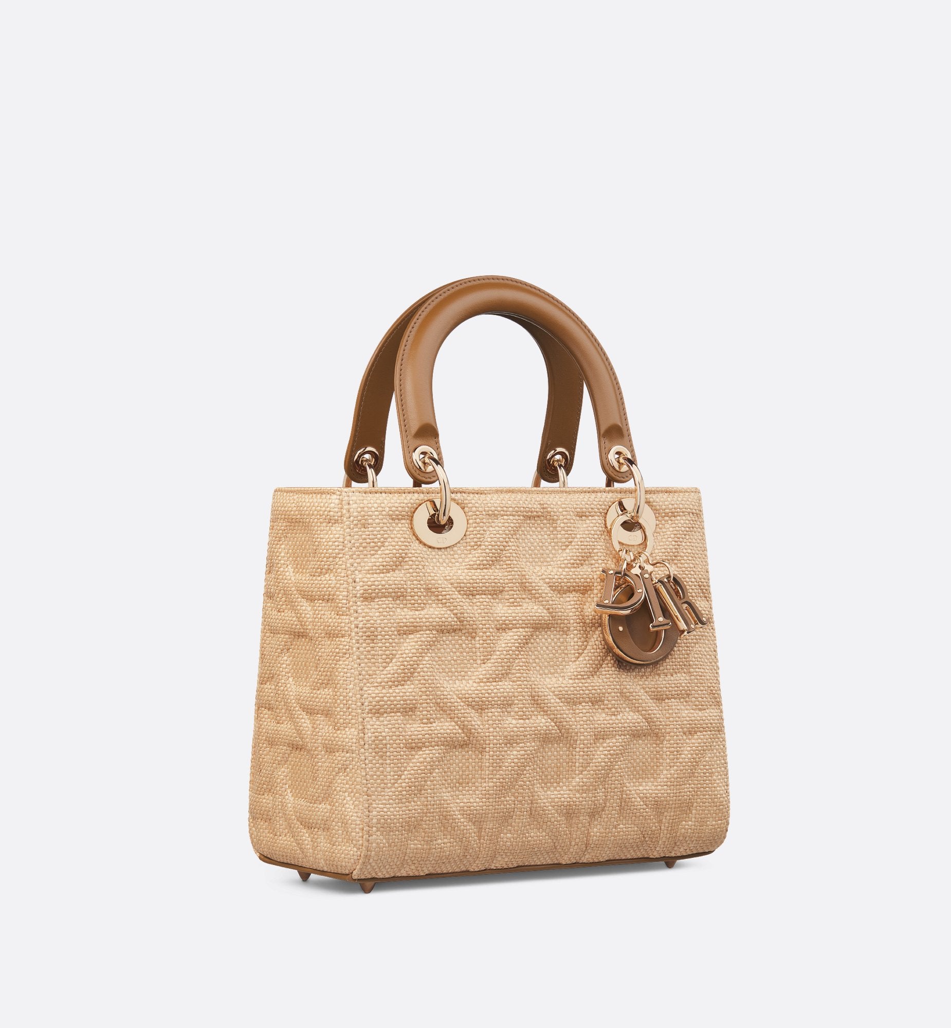 Medium Lady Dior Bag Beige Graphic Cannage Raffia