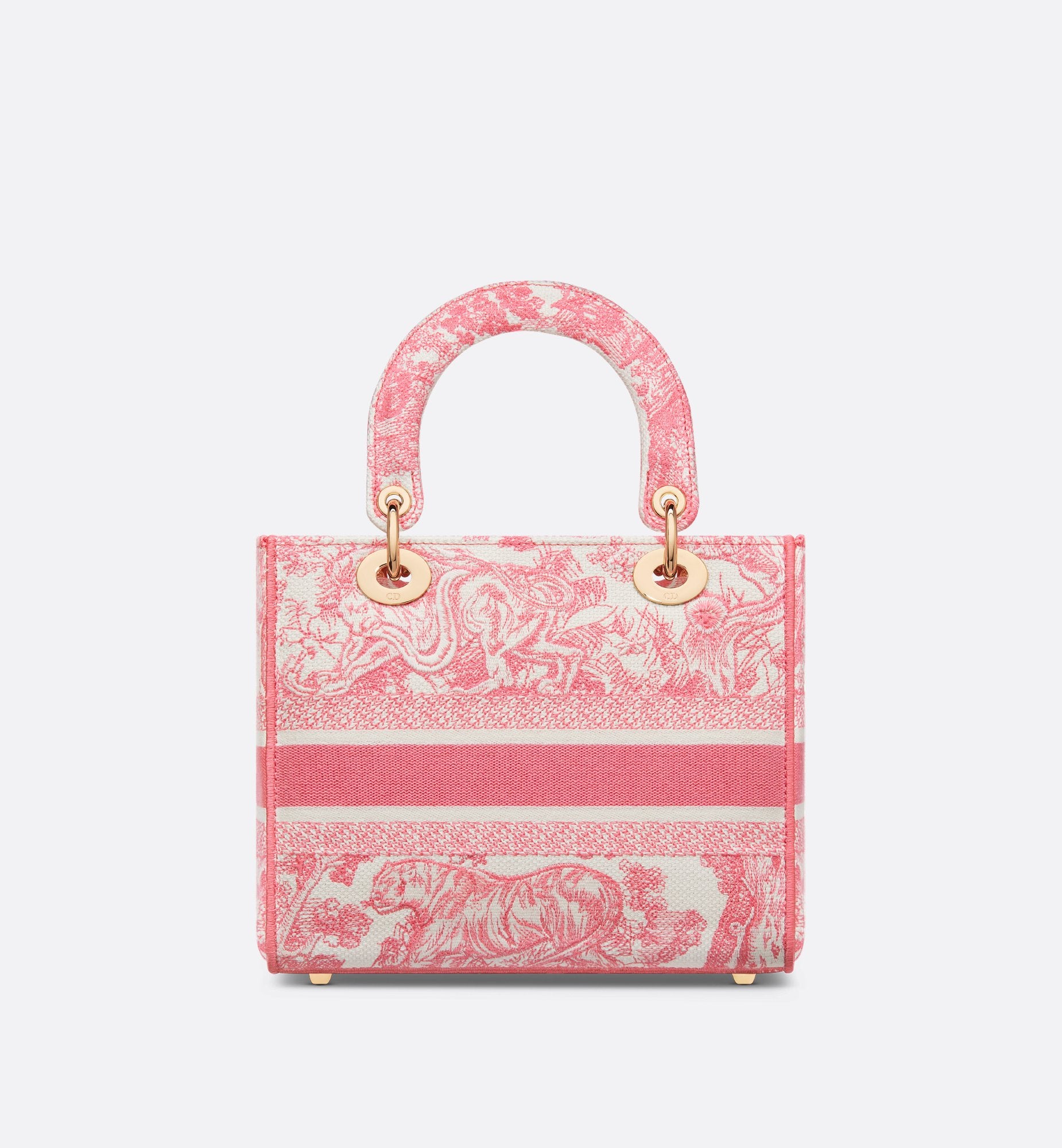 Medium Dioriviera Lady D-Lite Bag Candy Pink Toile De Jouy Embroidery