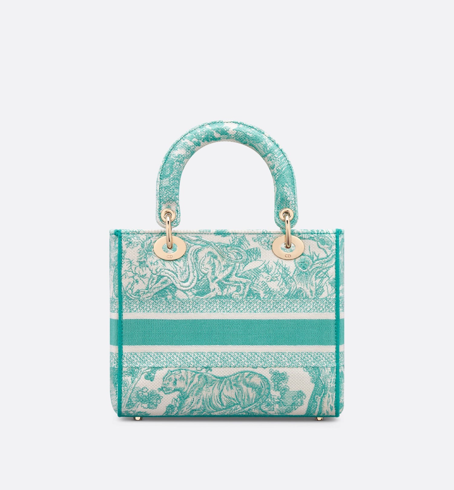 Medium Dioriviera Lady D-Lite Bag Aquamarina Toile De Jouy Embroidery