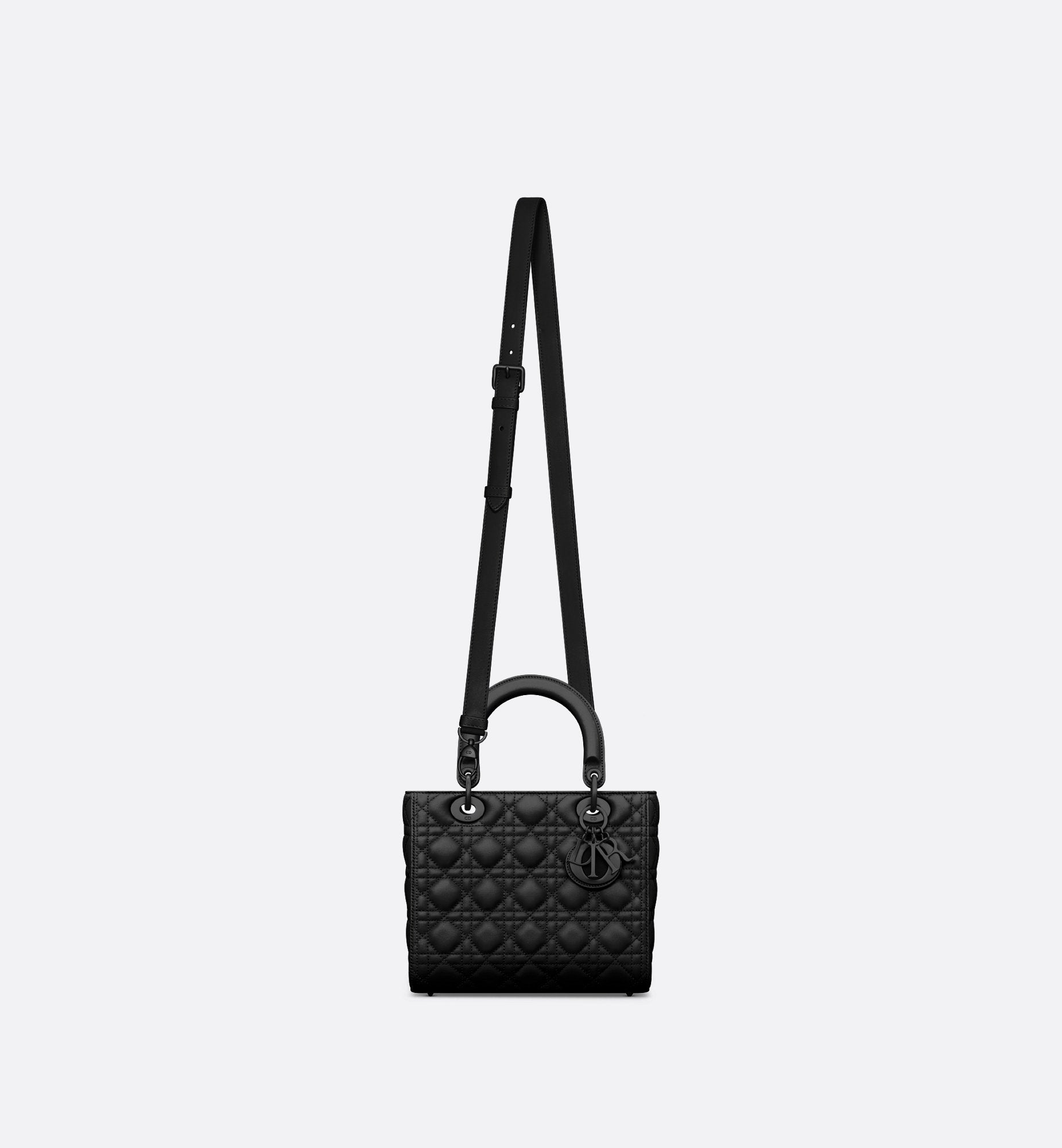 Medium Lady Dior Bag Black Ultramatte Cannage Calfskin