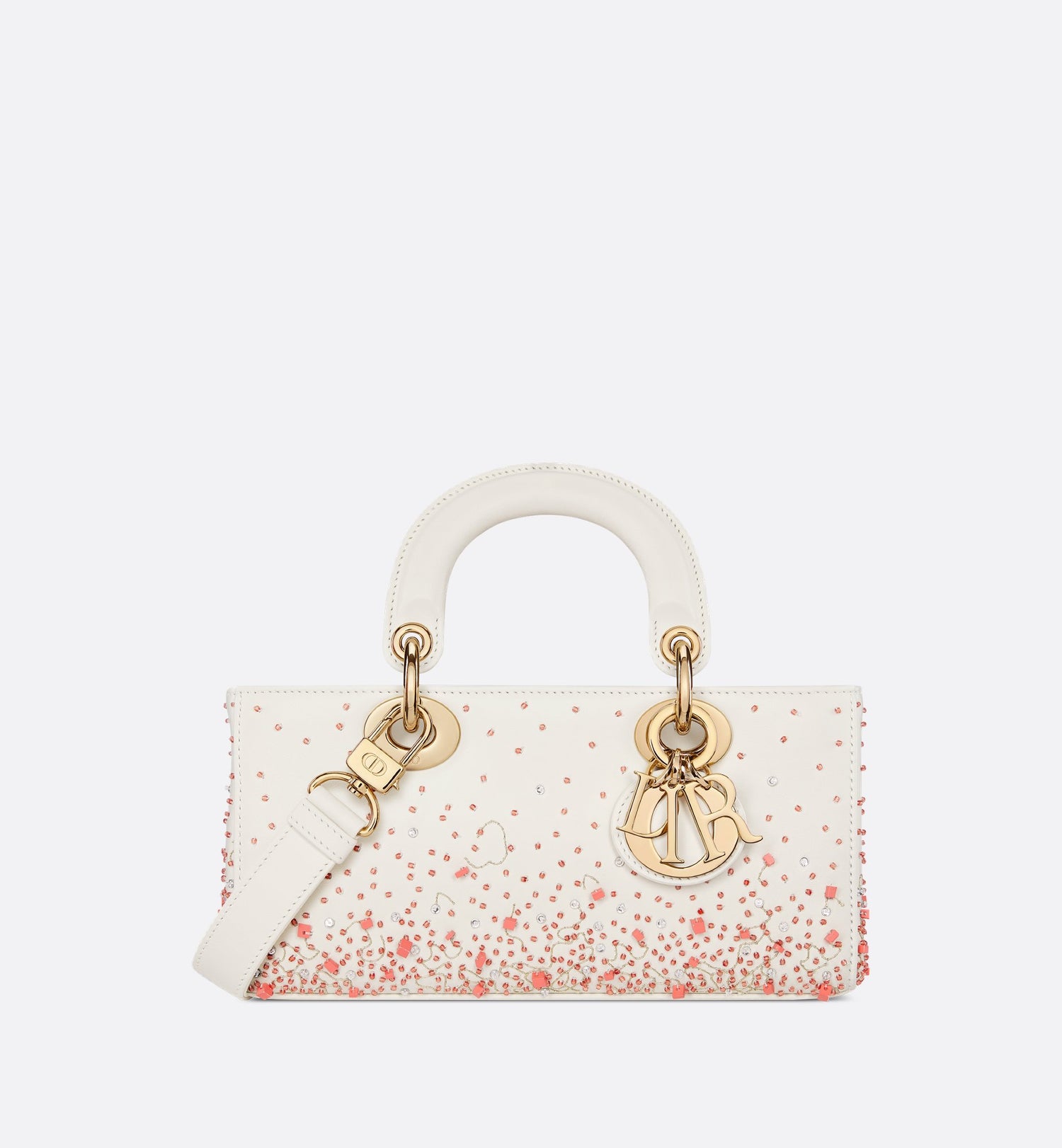 Small Lady D-Joy Bag Calfskin With Coral Embroidery Gradient