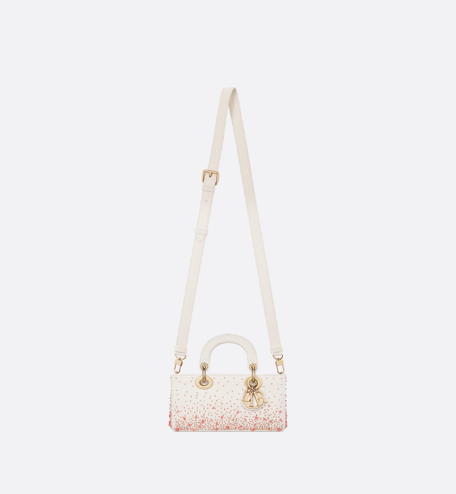 Small Lady D-Joy Bag Calfskin With Coral Embroidery Gradient