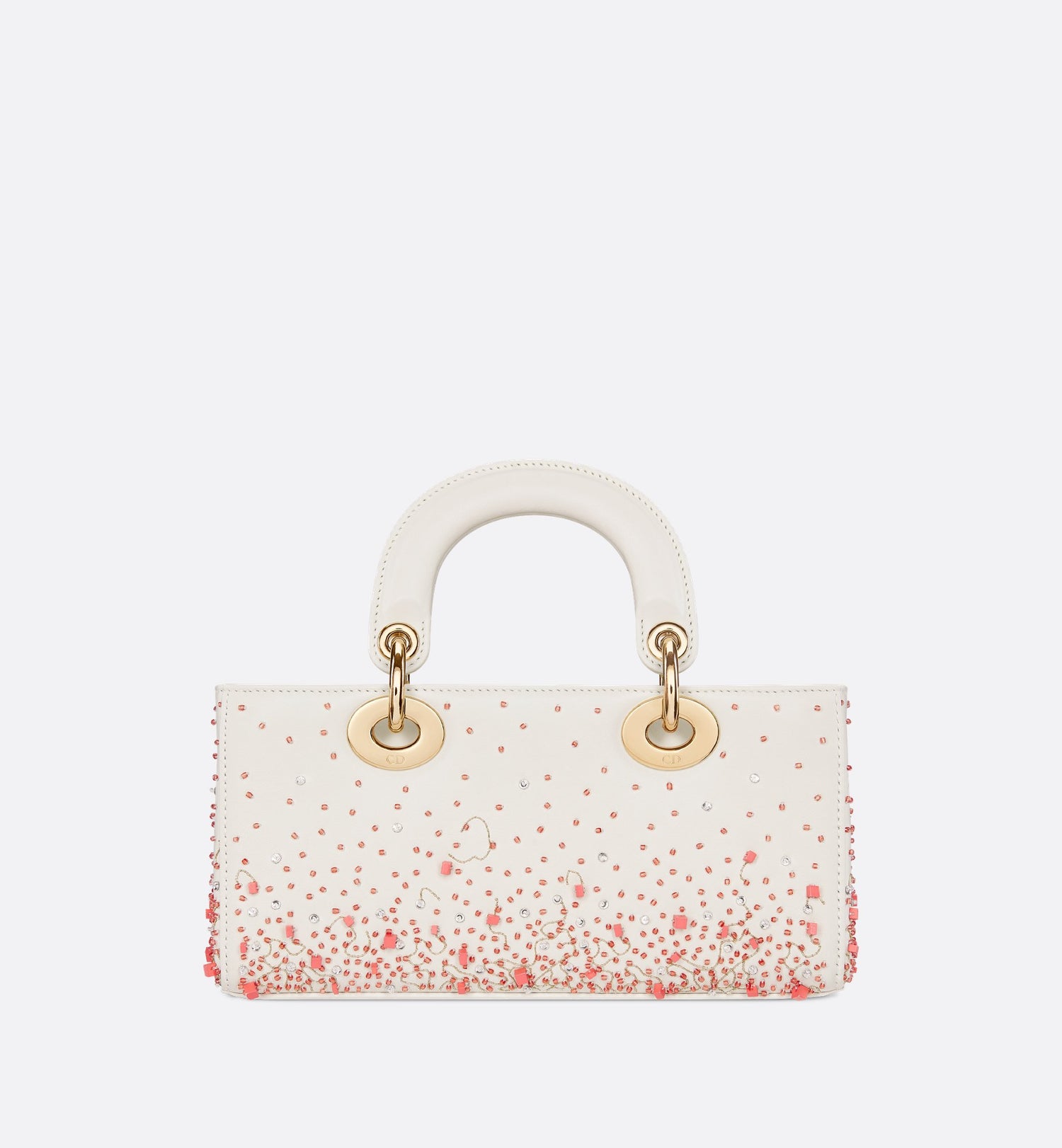 Small Lady D-Joy Bag Calfskin With Coral Embroidery Gradient