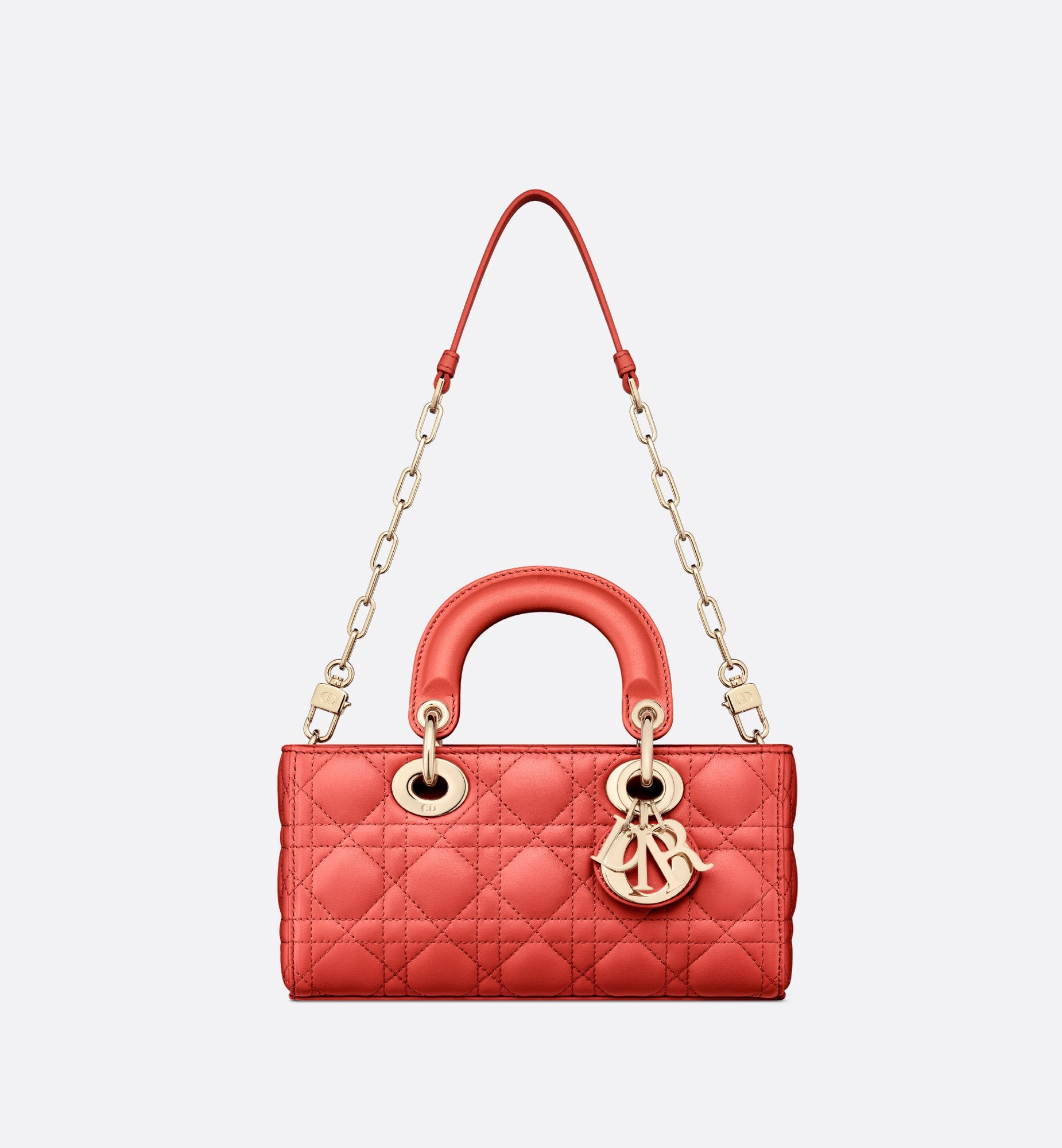 Small Dioriviera Lady D-Joy Bag Coral Cannage Lambskin