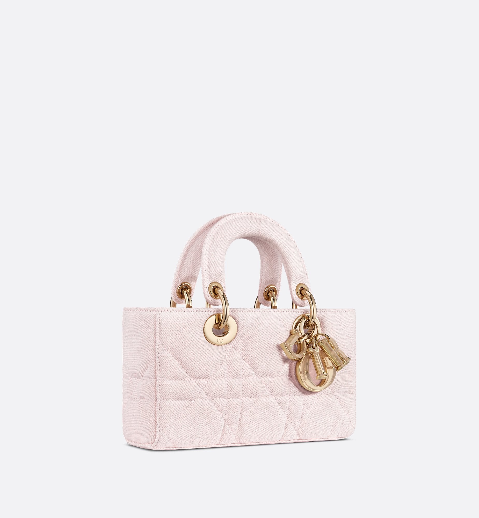 Small Lady D-Joy Bag Pink Macrocannage Denim