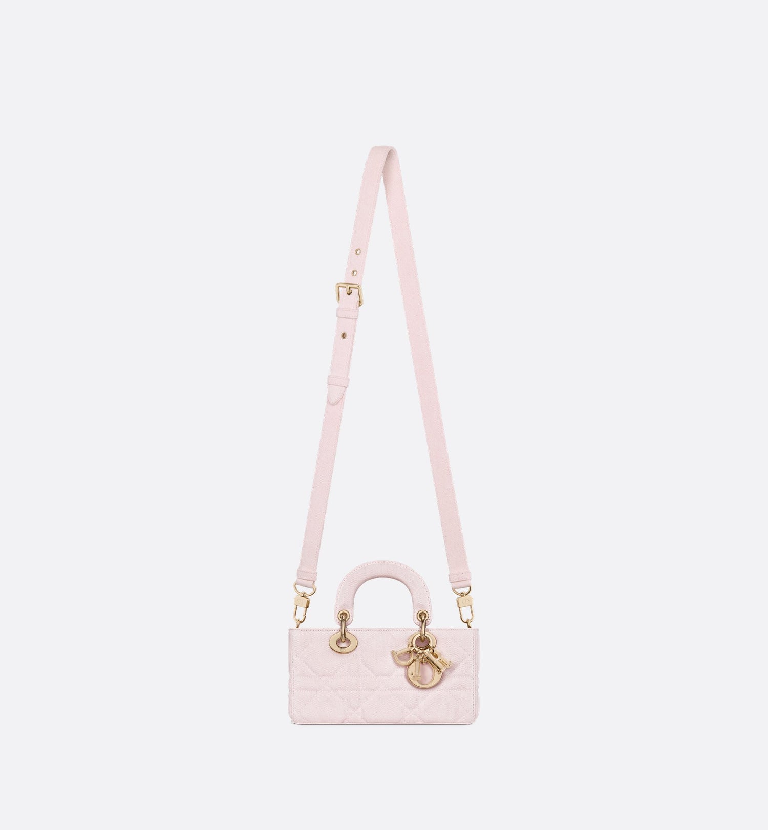 Small Lady D-Joy Bag Pink Macrocannage Denim