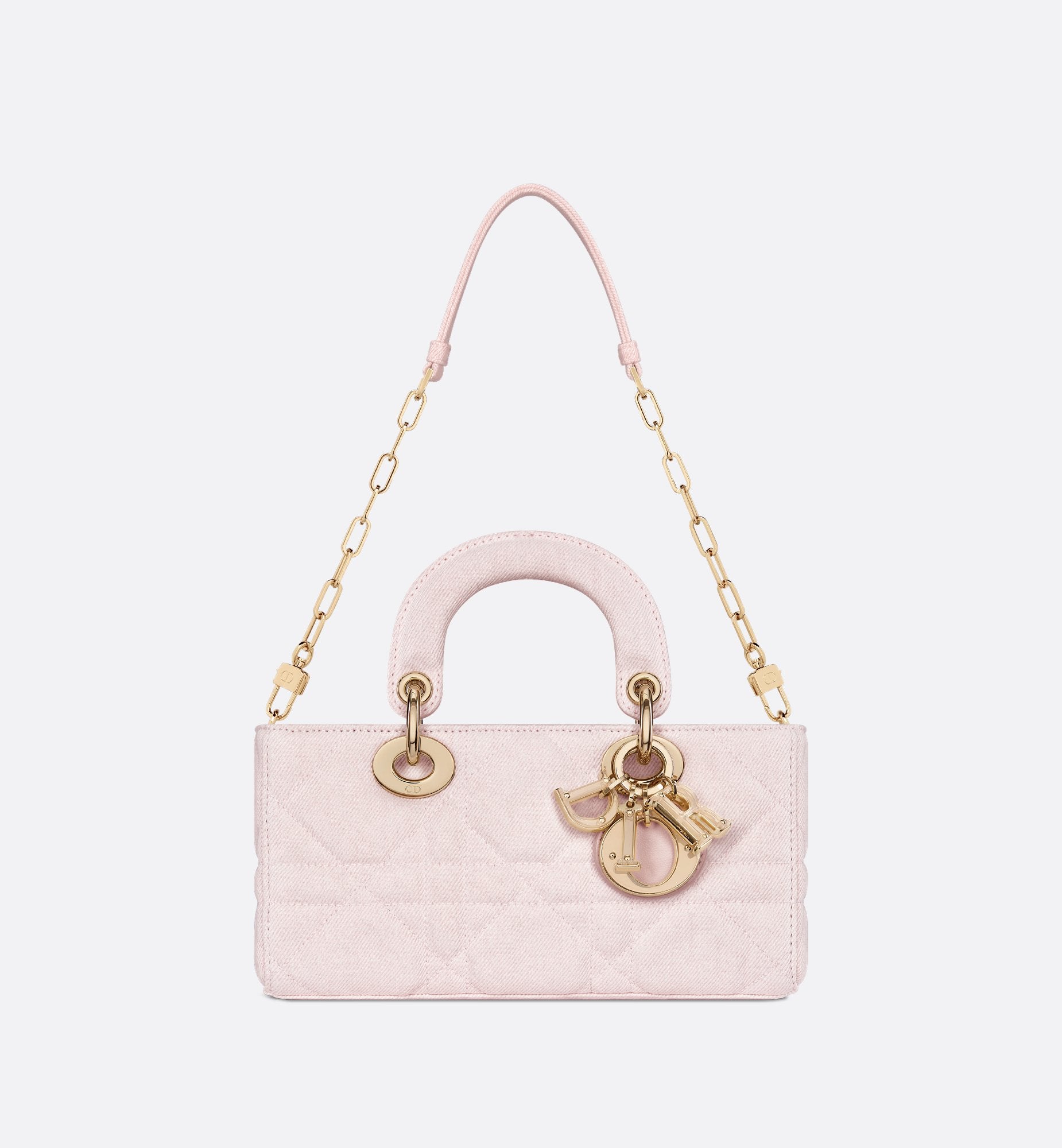 Small Lady D-Joy Bag Pink Macrocannage Denim