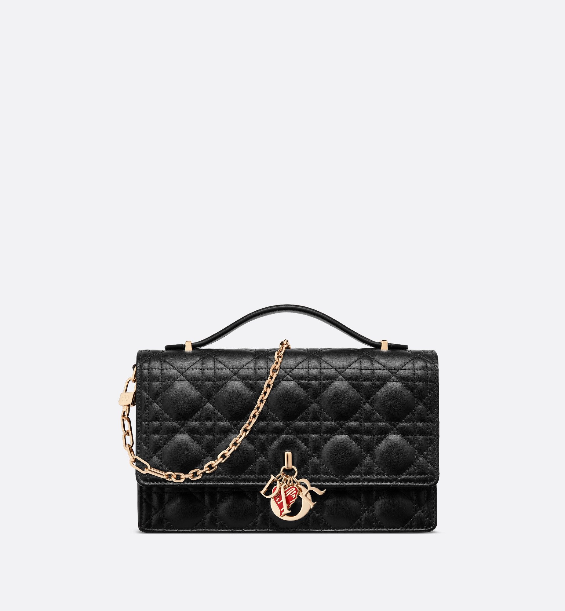 Dioramour My Dior Top Handle Bag Black Cannage Calfskin