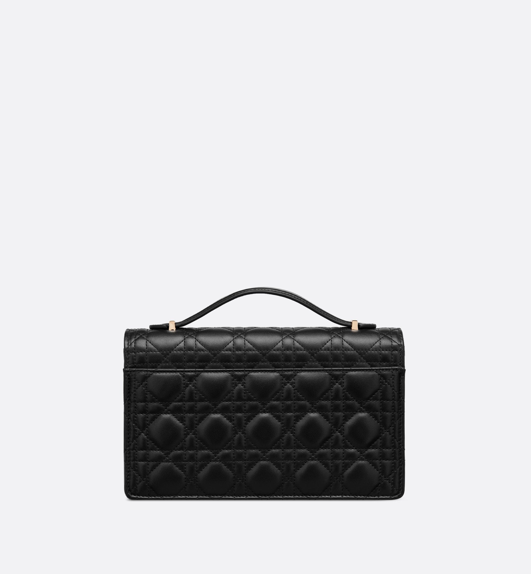 Dioramour My Dior Top Handle Bag Black Cannage Calfskin Sands