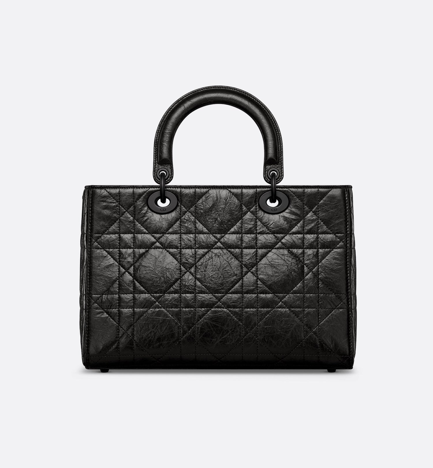 Medium Lady D-Sire My Abcdior Bag Black Macrocannage Crinkled Calfskin