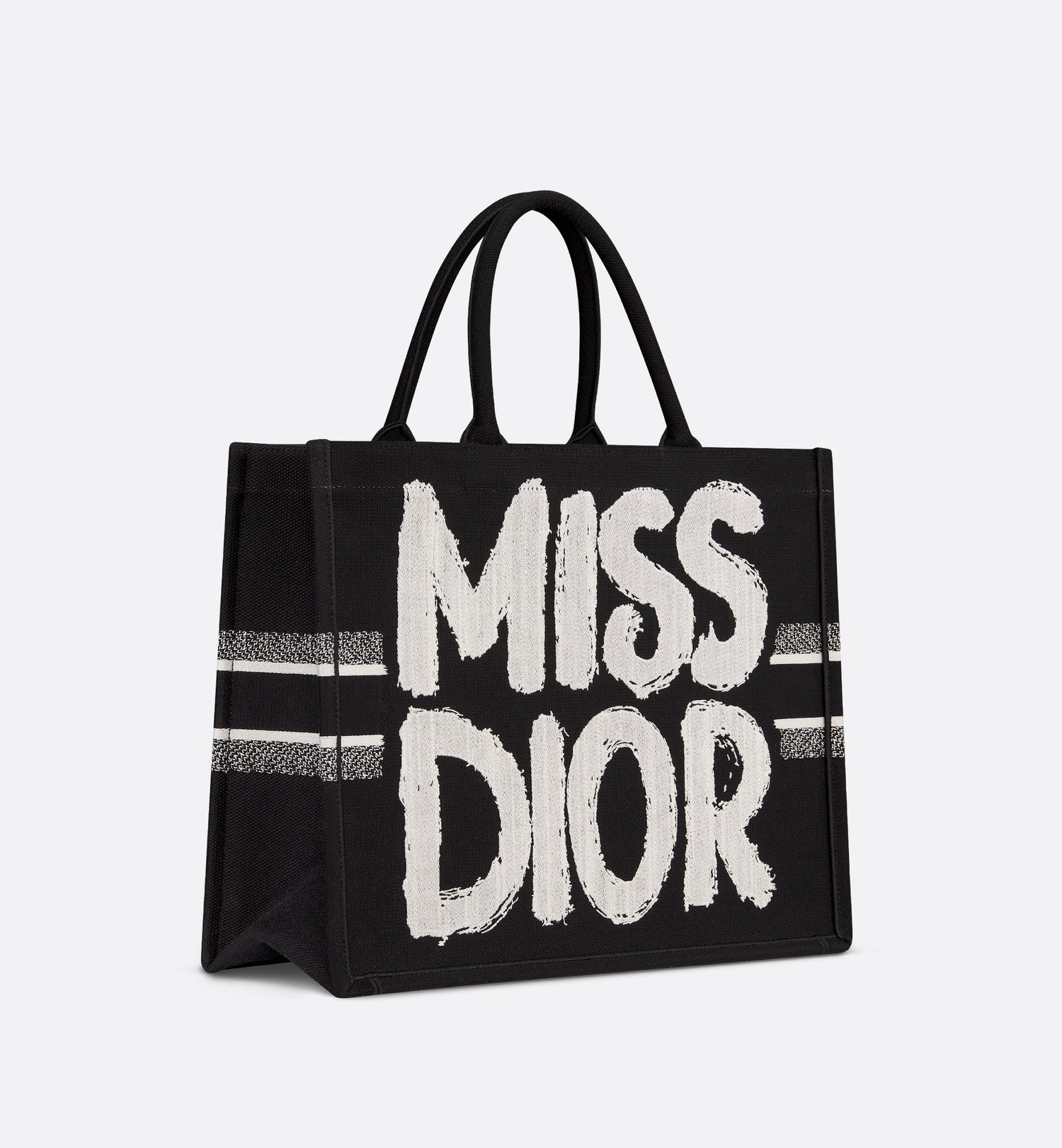 Large Dior Book Tote Black And White Miss Dior Graffiti Embroidery