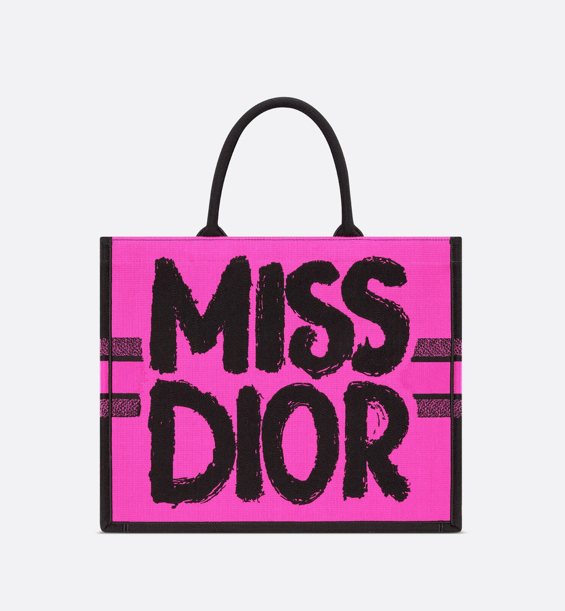 Large Dior Book Tote Two Tone Fuchsia And Purple Miss Dior Graffiti Embroidery