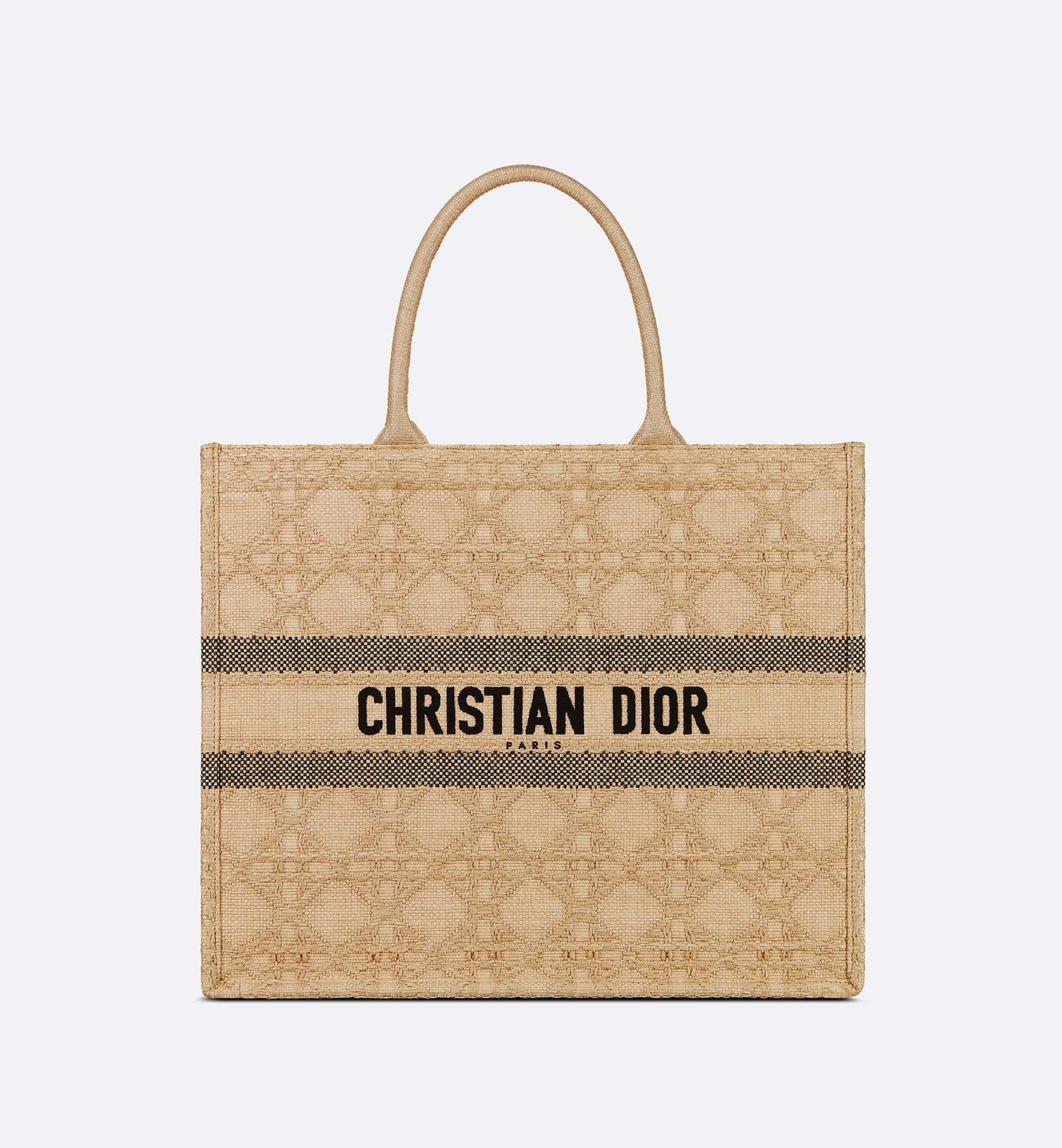 Large Dior Book Tote Natural Cannage Raffia