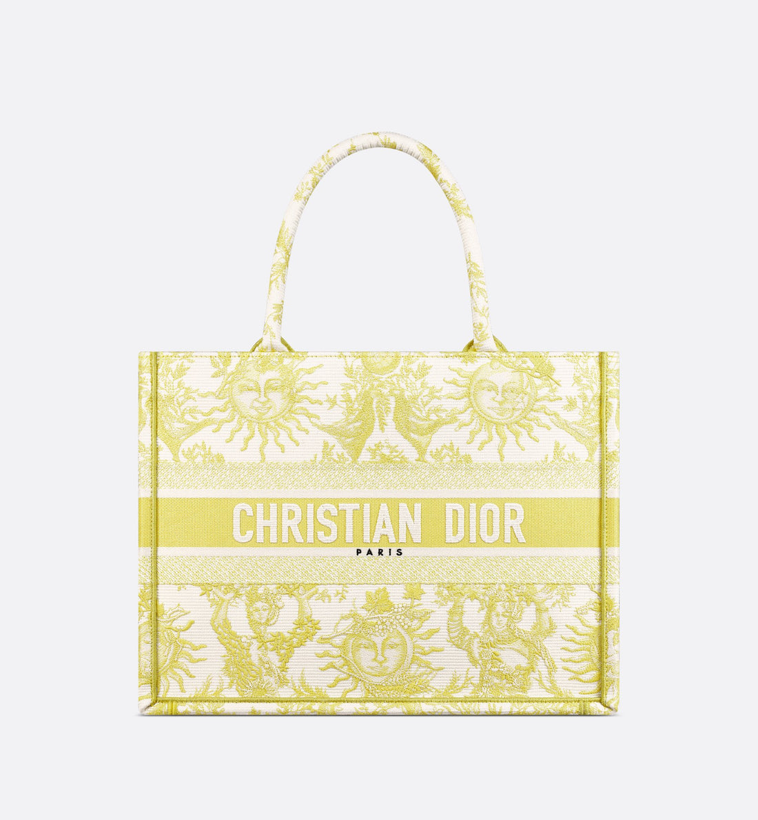 Medium Dioriviera Dior Book Tote Lemon Yellow Toile De Jouy Soleil Embroidery