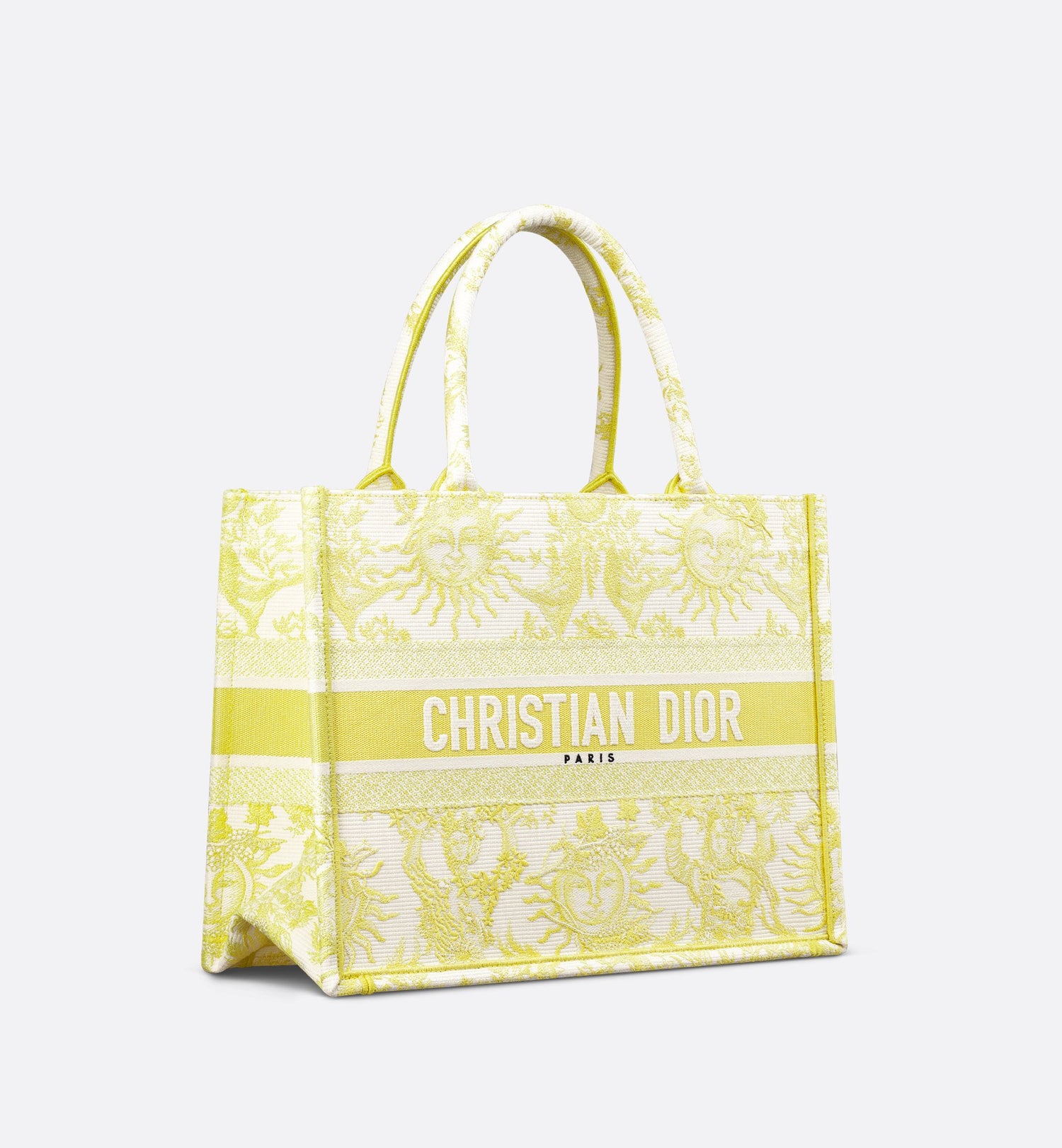 Medium Dioriviera Dior Book Tote Lemon Yellow Toile De Jouy Soleil Embroidery