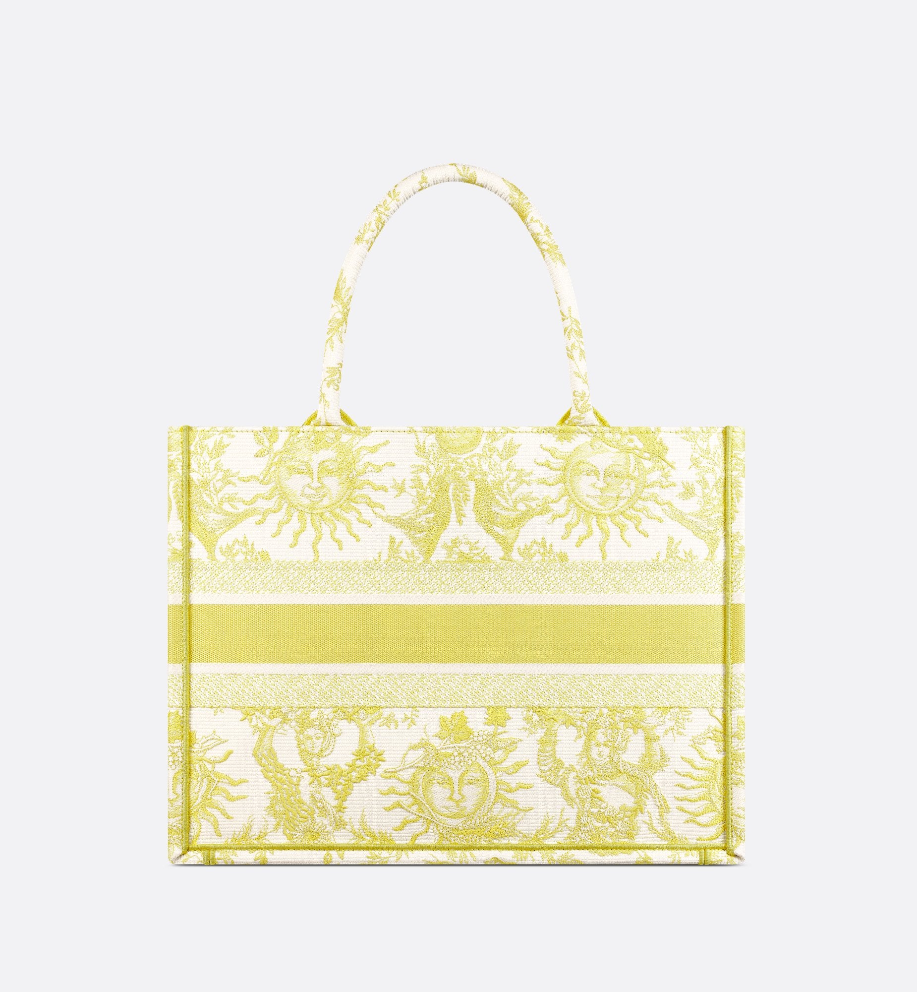 Medium Dioriviera Dior Book Tote Lemon Yellow Toile De Jouy Soleil Embroidery