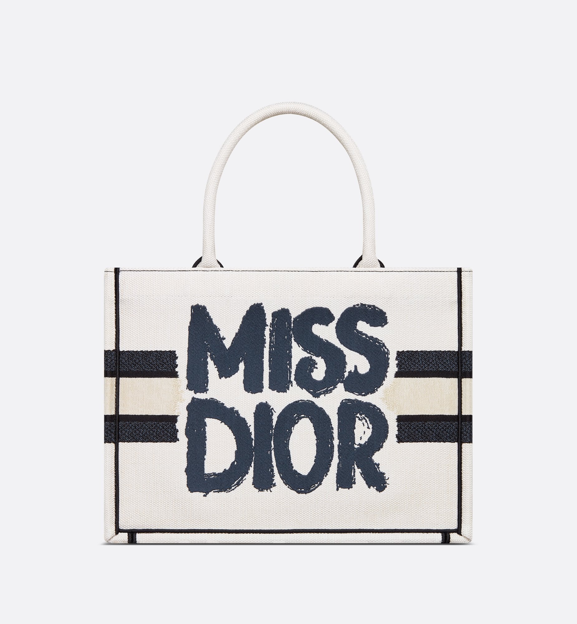 Medium Dior Book Tote White And Blue Miss Dior Graffiti Embroidery