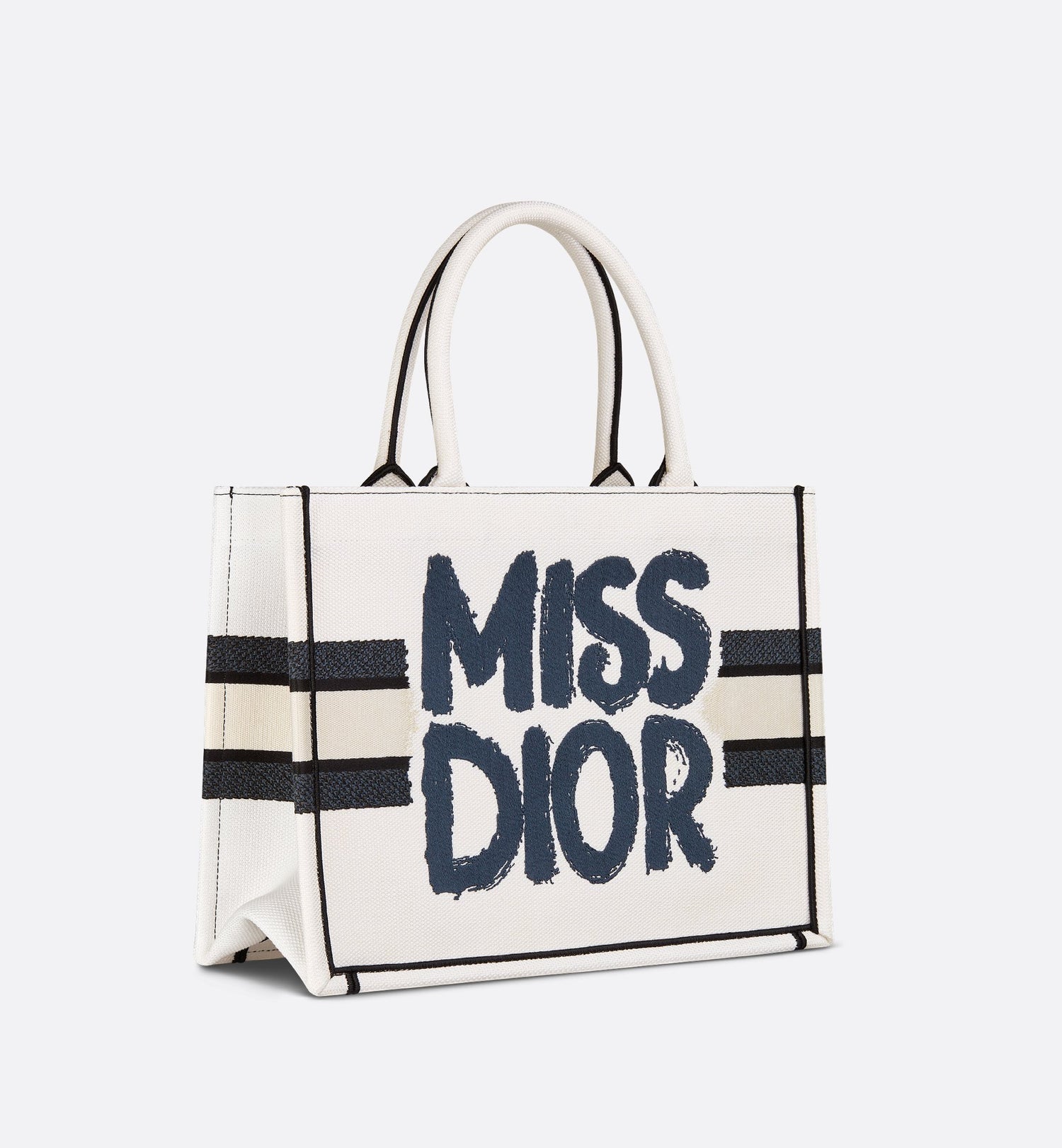 Medium Dior Book Tote White And Blue Miss Dior Graffiti Embroidery