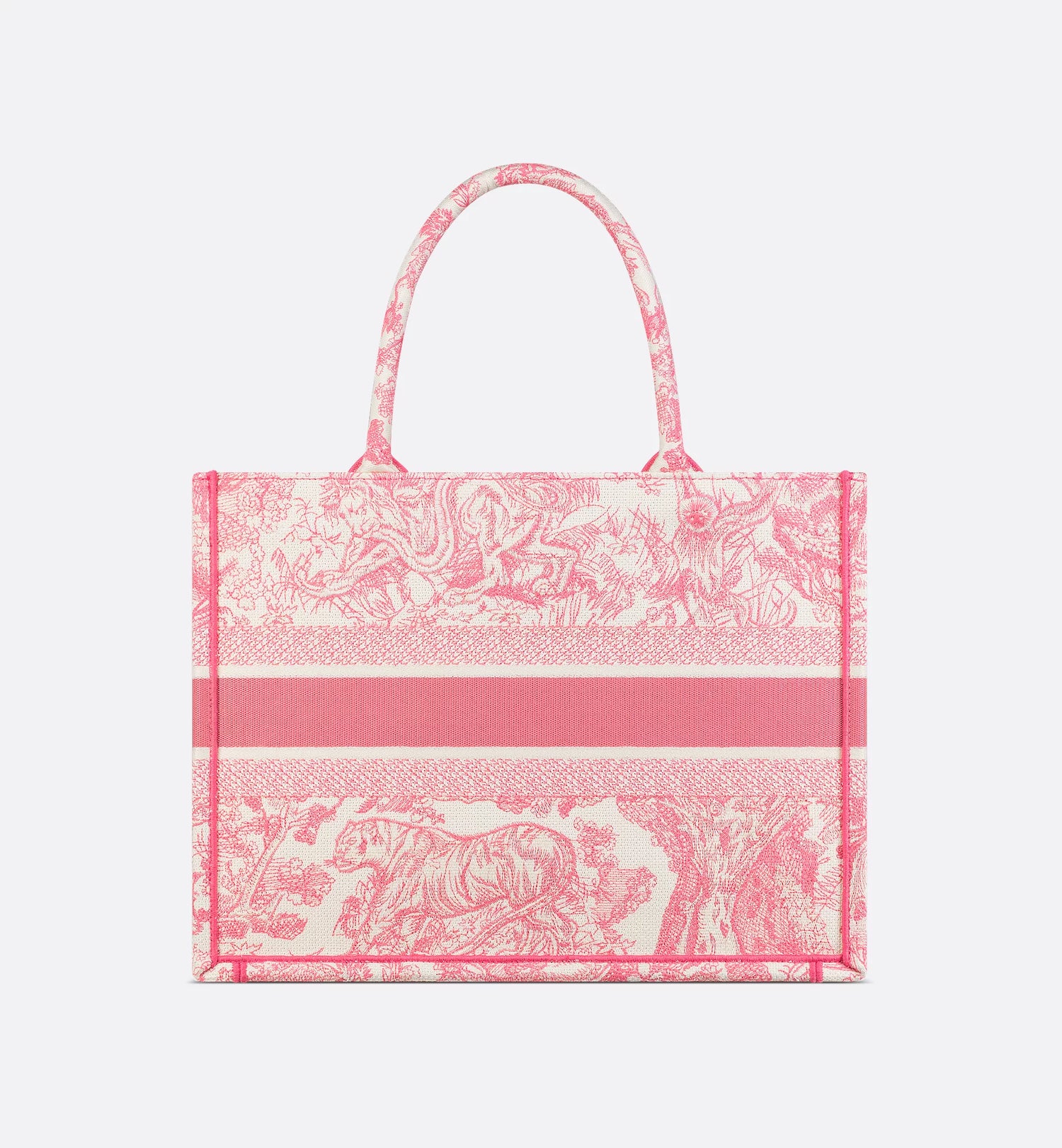 Medium Dioriviera Dior Book Tote Candy Pink Toile de Jouy Embroidery Sands