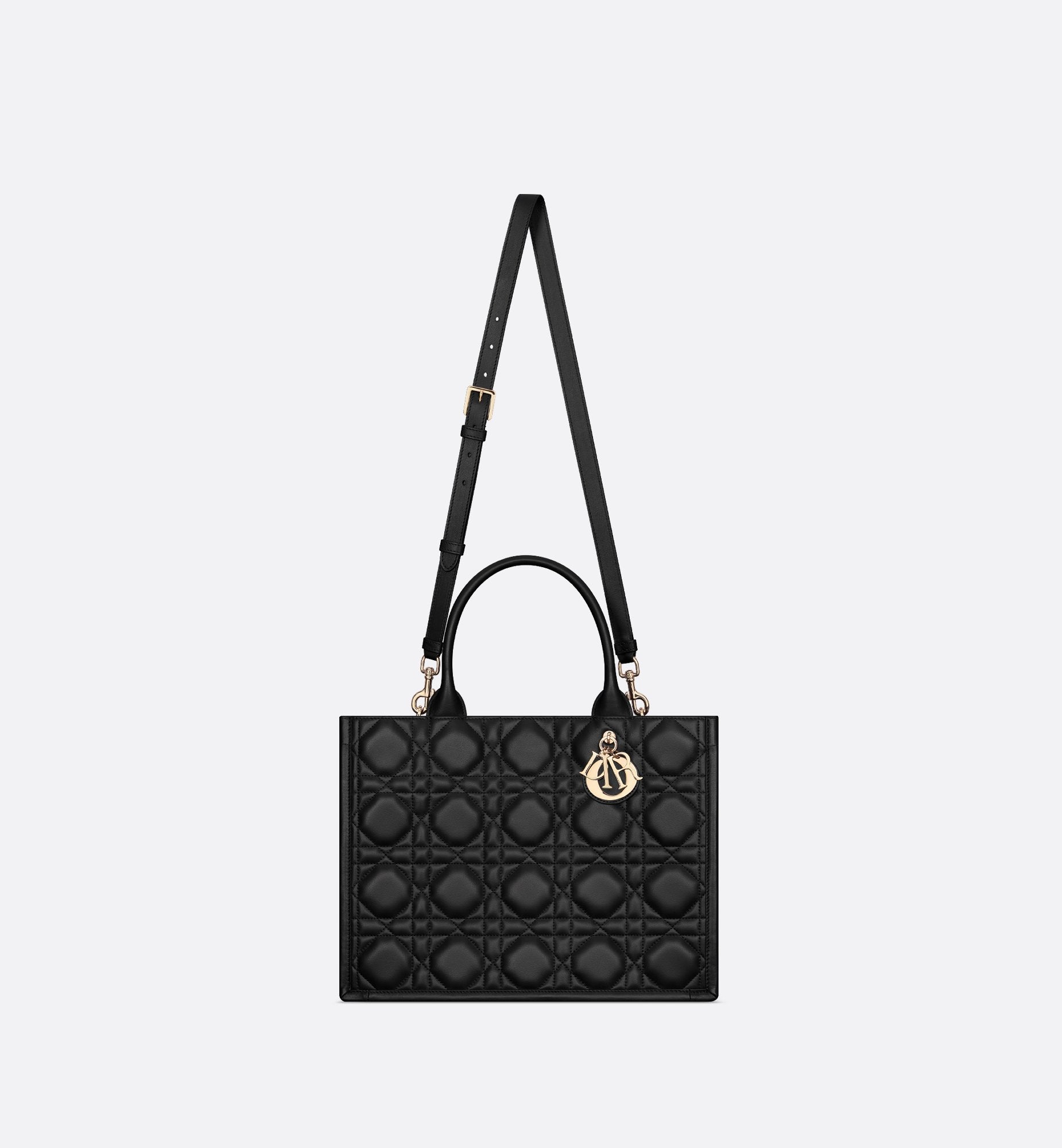 Medium Dior Book Tote Black Macrocannage Calfskin