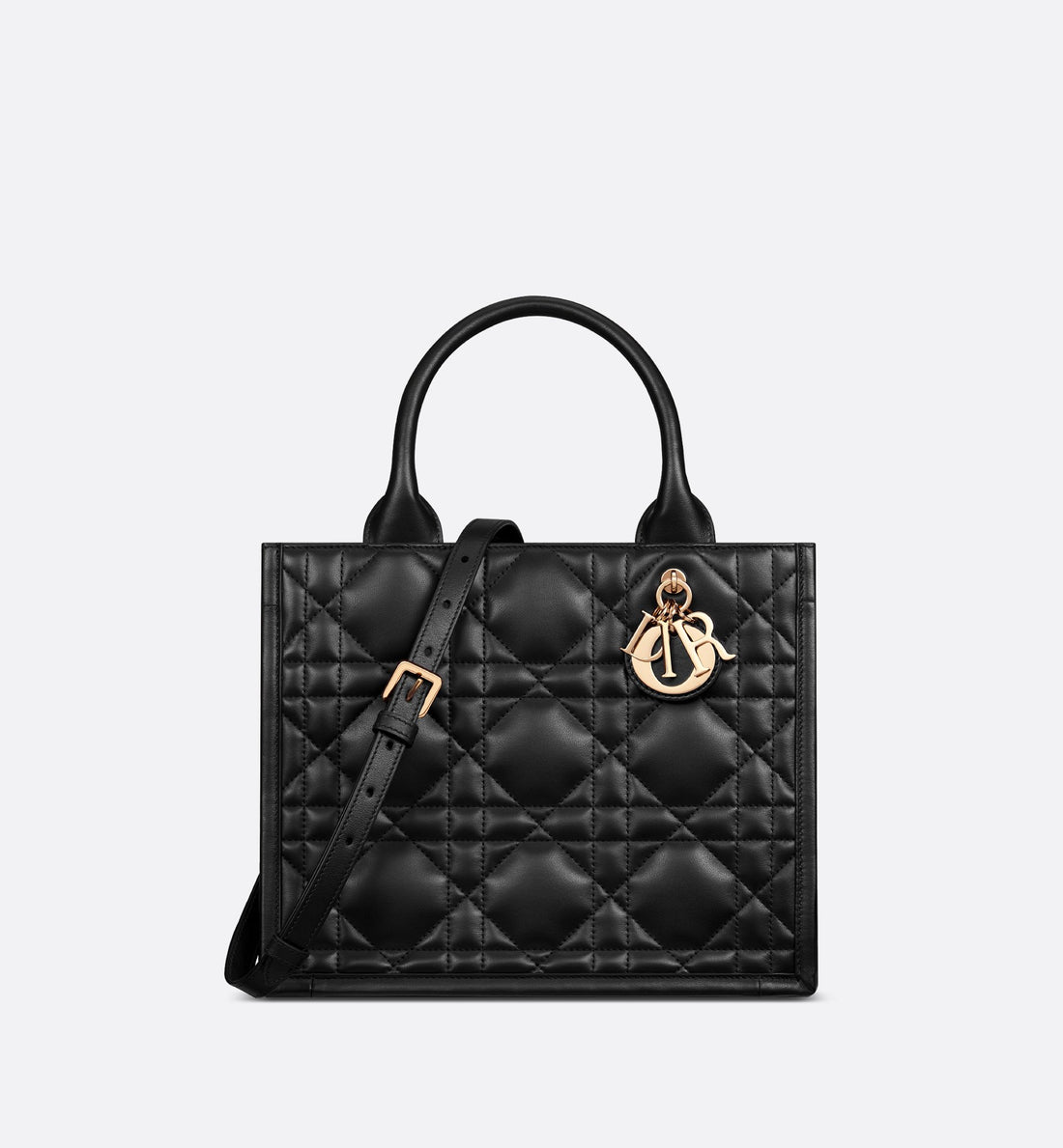 Small Dior Book Tote Black Macrocannage Calfskin