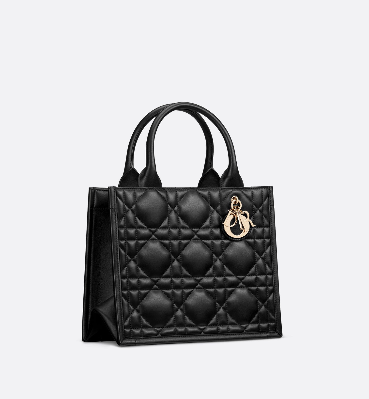 Small Dior Book Tote Black Macrocannage Calfskin