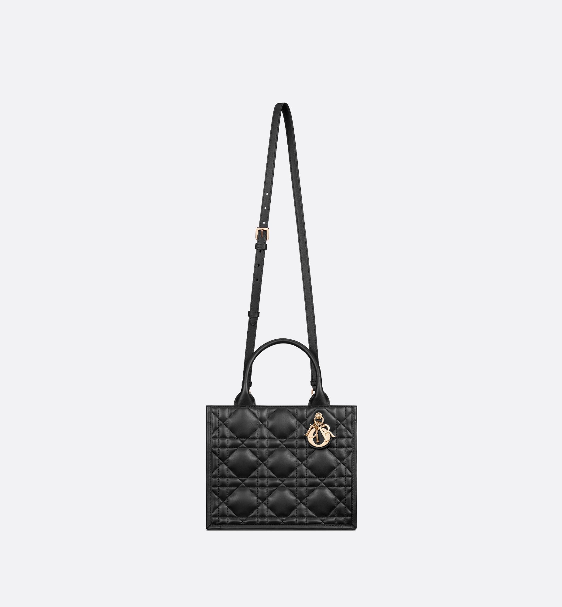 Small Dior Book Tote Black Macrocannage Calfskin