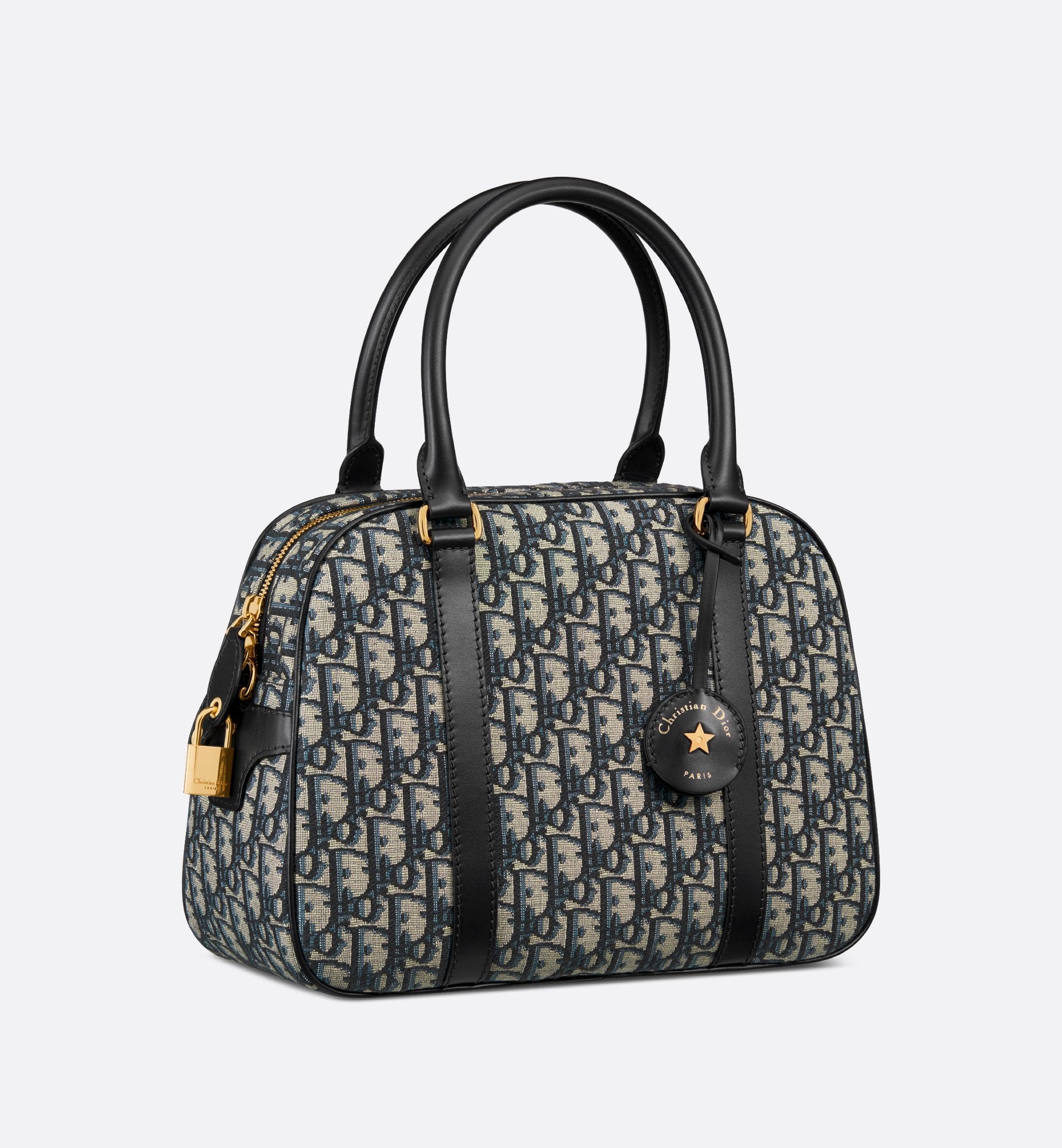 Large D-Vibe Bowling Bag Blue Dior Oblique Jacquard