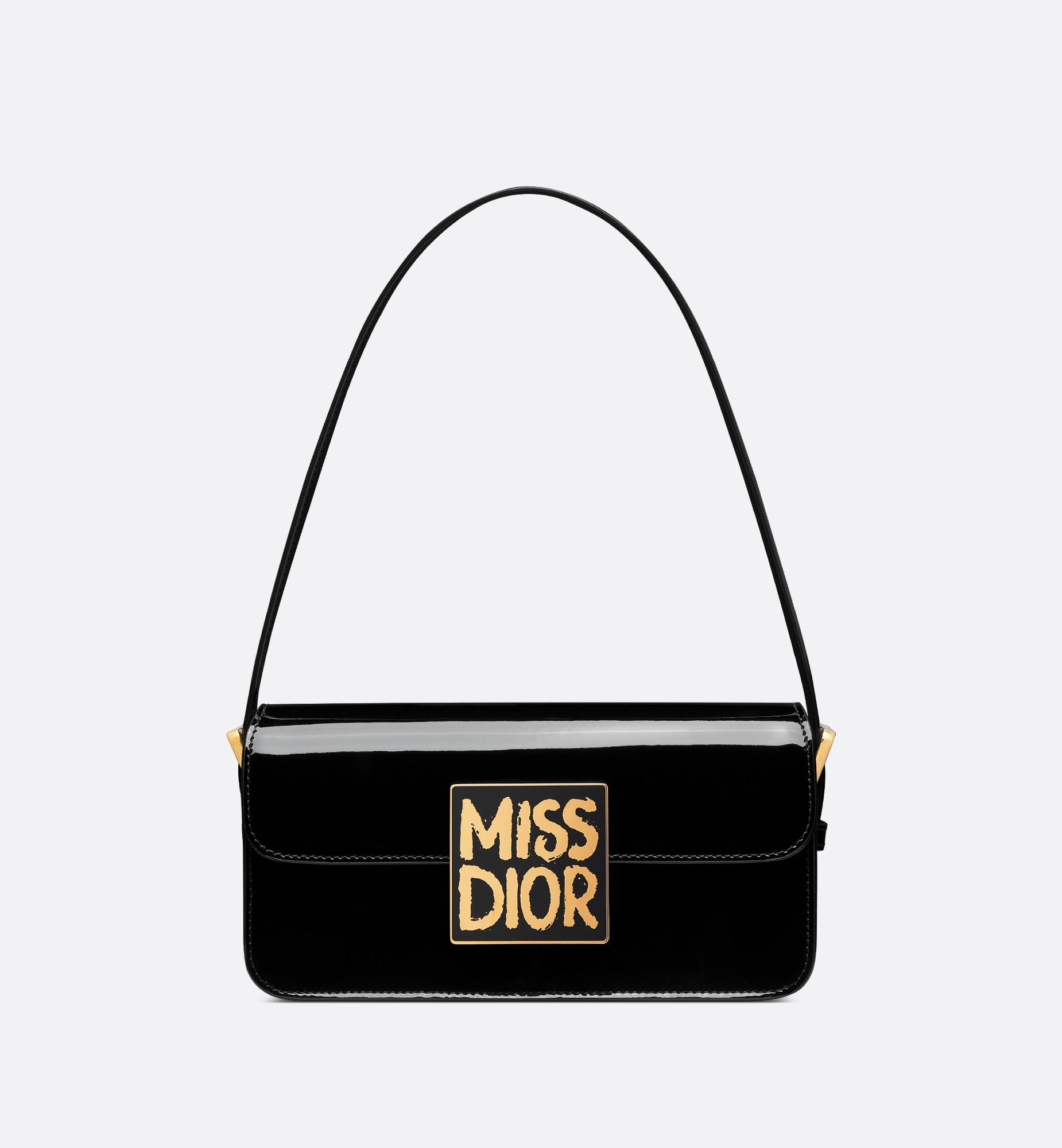 Miss Dior Flap Bag Black Patent Calfskin Sands