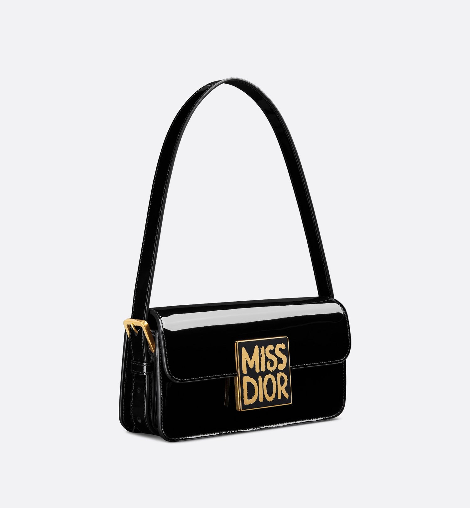 Miss Dior Flap Bag Black Patent Calfskin