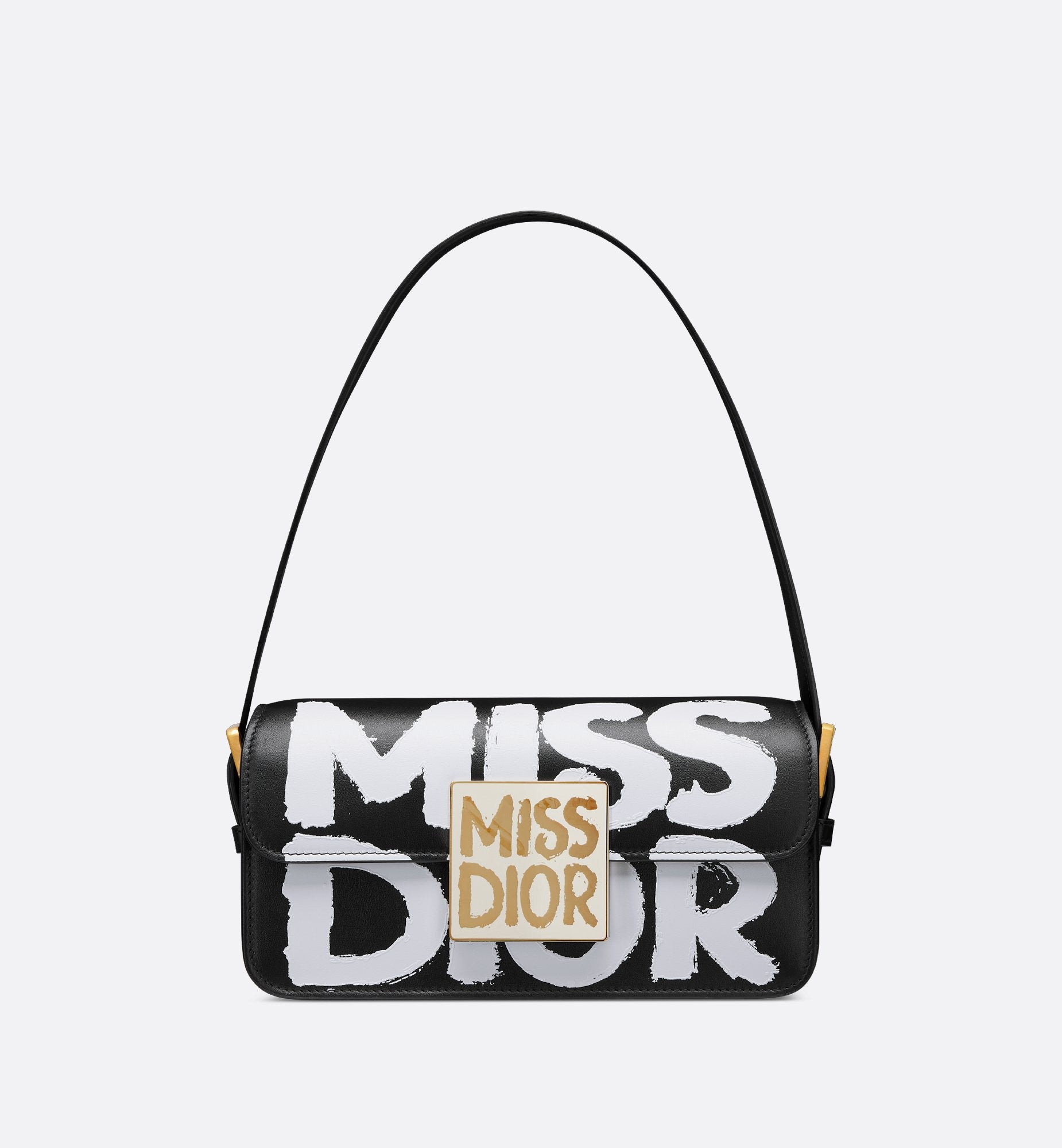 Miss Dior Flap Bag Black And White Miss Dior Graffiti Printed Calfskin