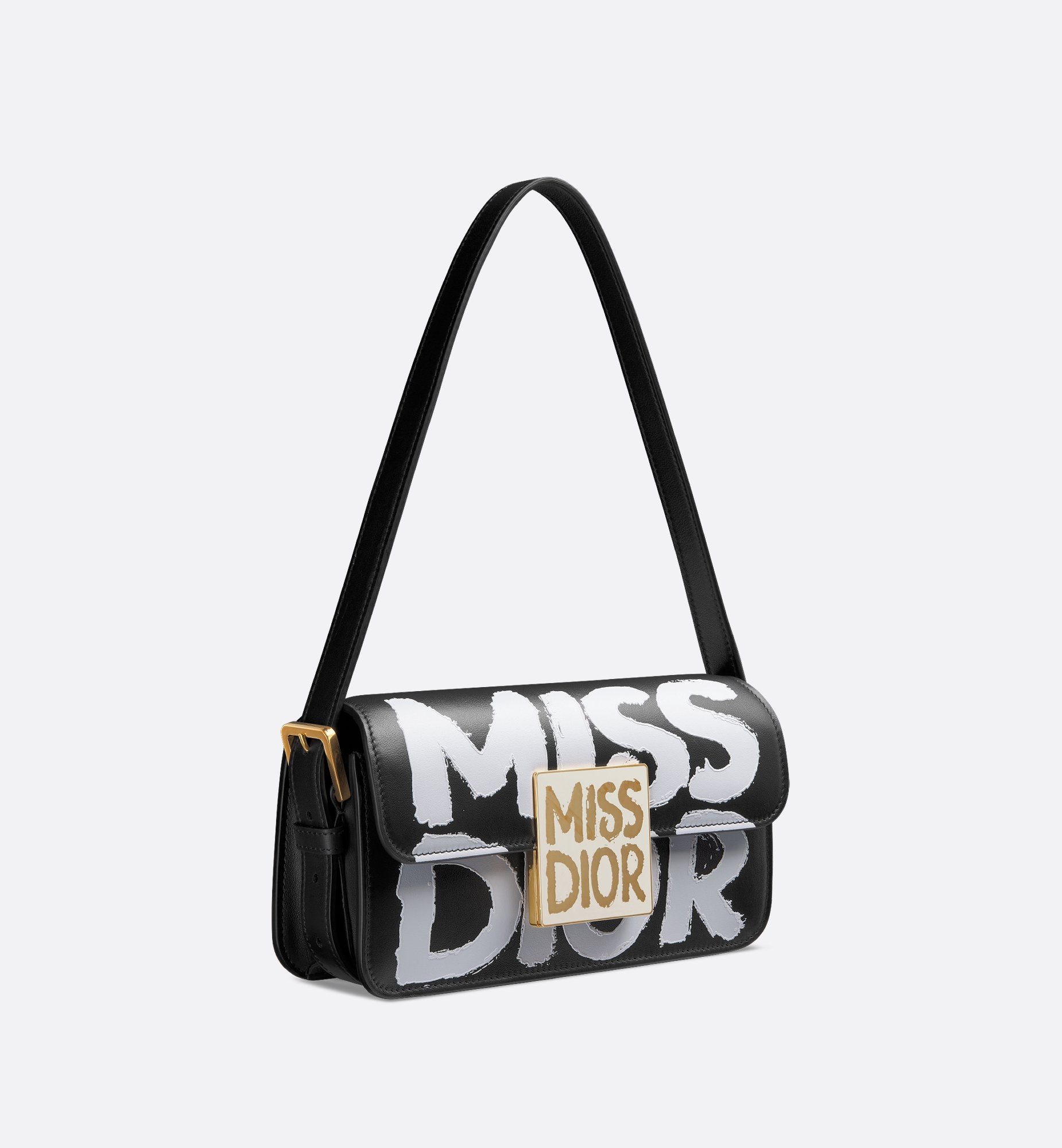 Miss Dior Flap Bag Black And White Miss Dior Graffiti Printed Calfskin