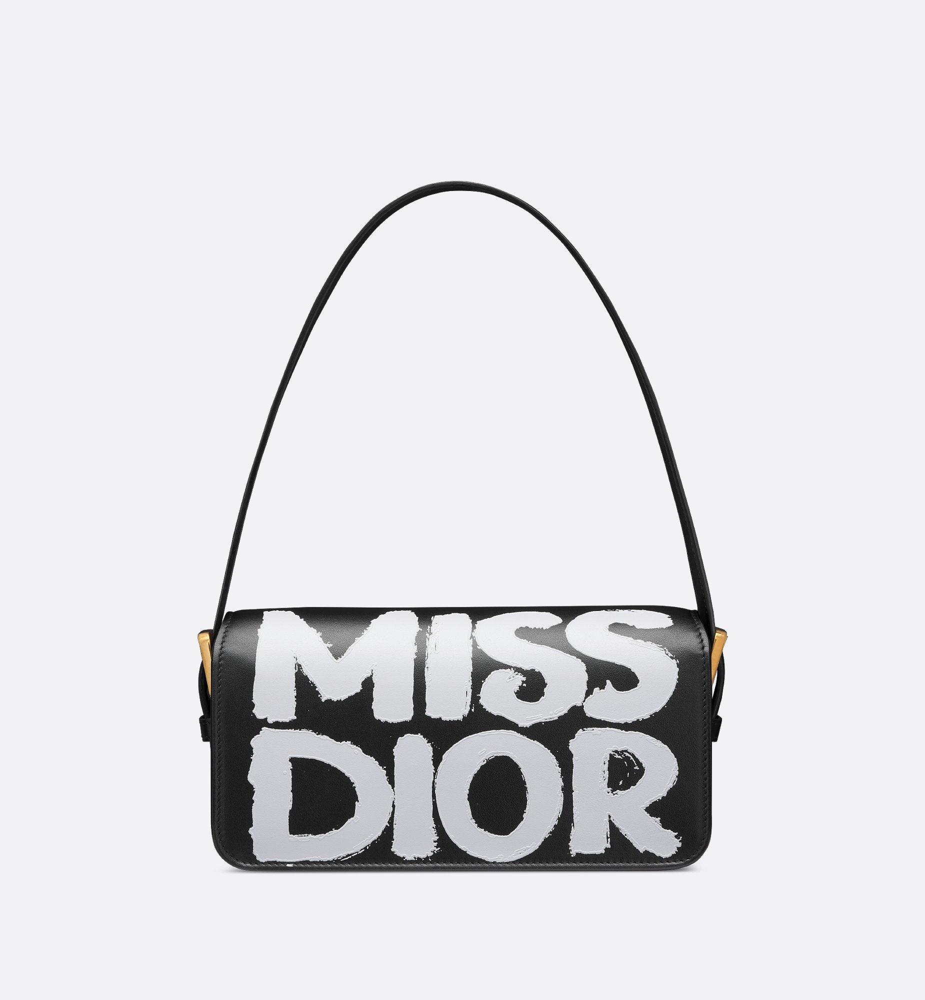 Miss Dior Flap Bag Black And White Miss Dior Graffiti Printed Calfskin