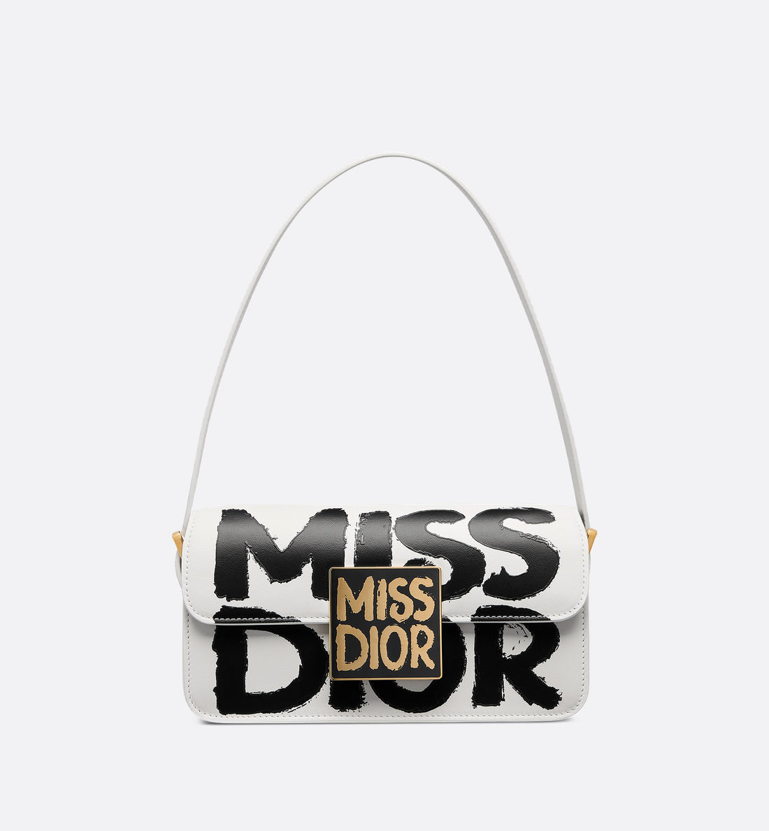 Miss Dior Flap Bag White And Black Miss Dior Graffiti Printed Calfskin