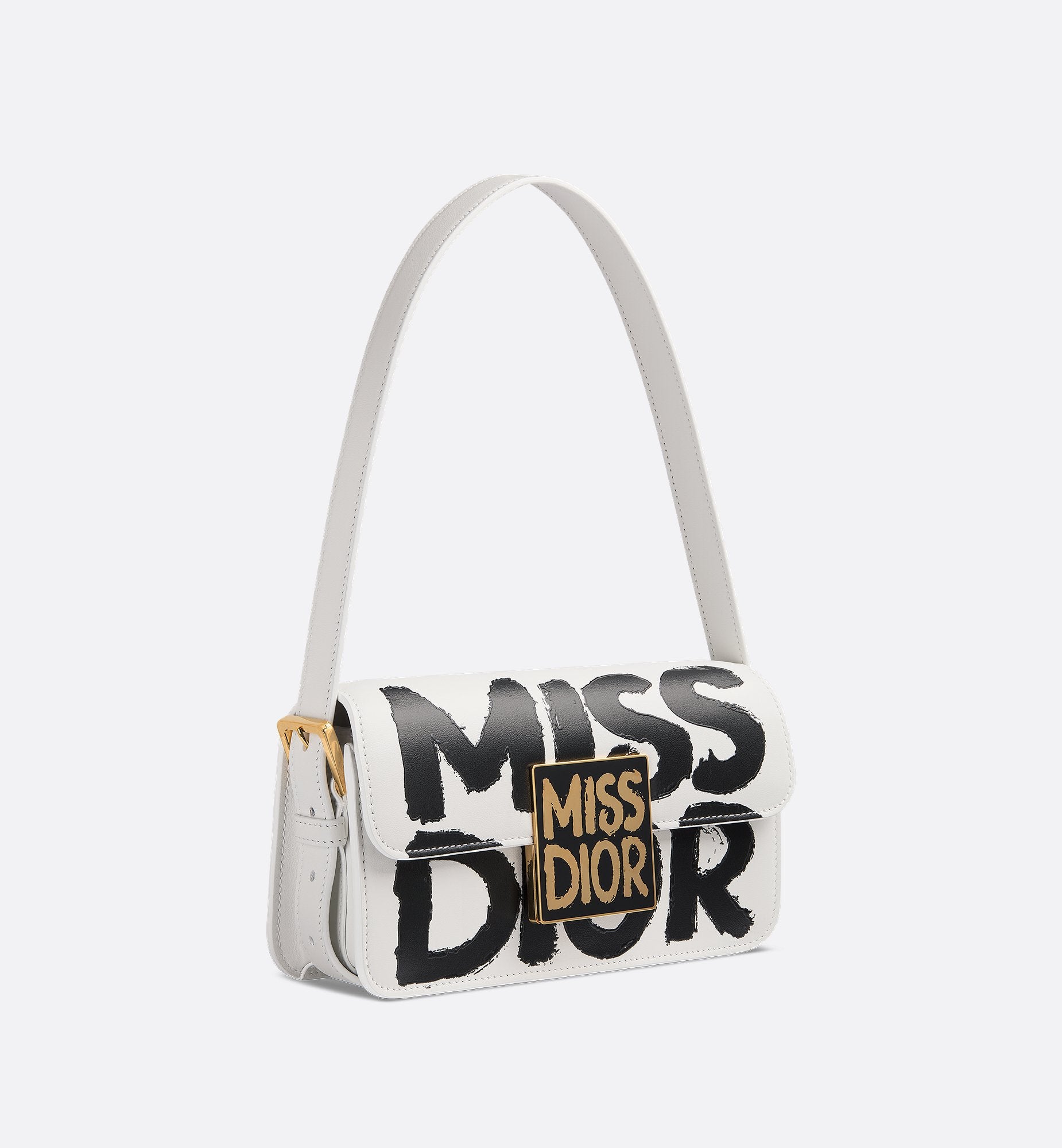 Miss Dior Flap Bag White And Black Miss Dior Graffiti Printed Calfskin