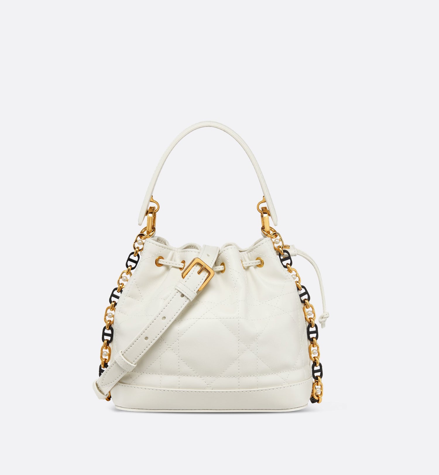 Small Dior Jolie Bucket Bag Latte Macrocannage Lambskin And Calfskin