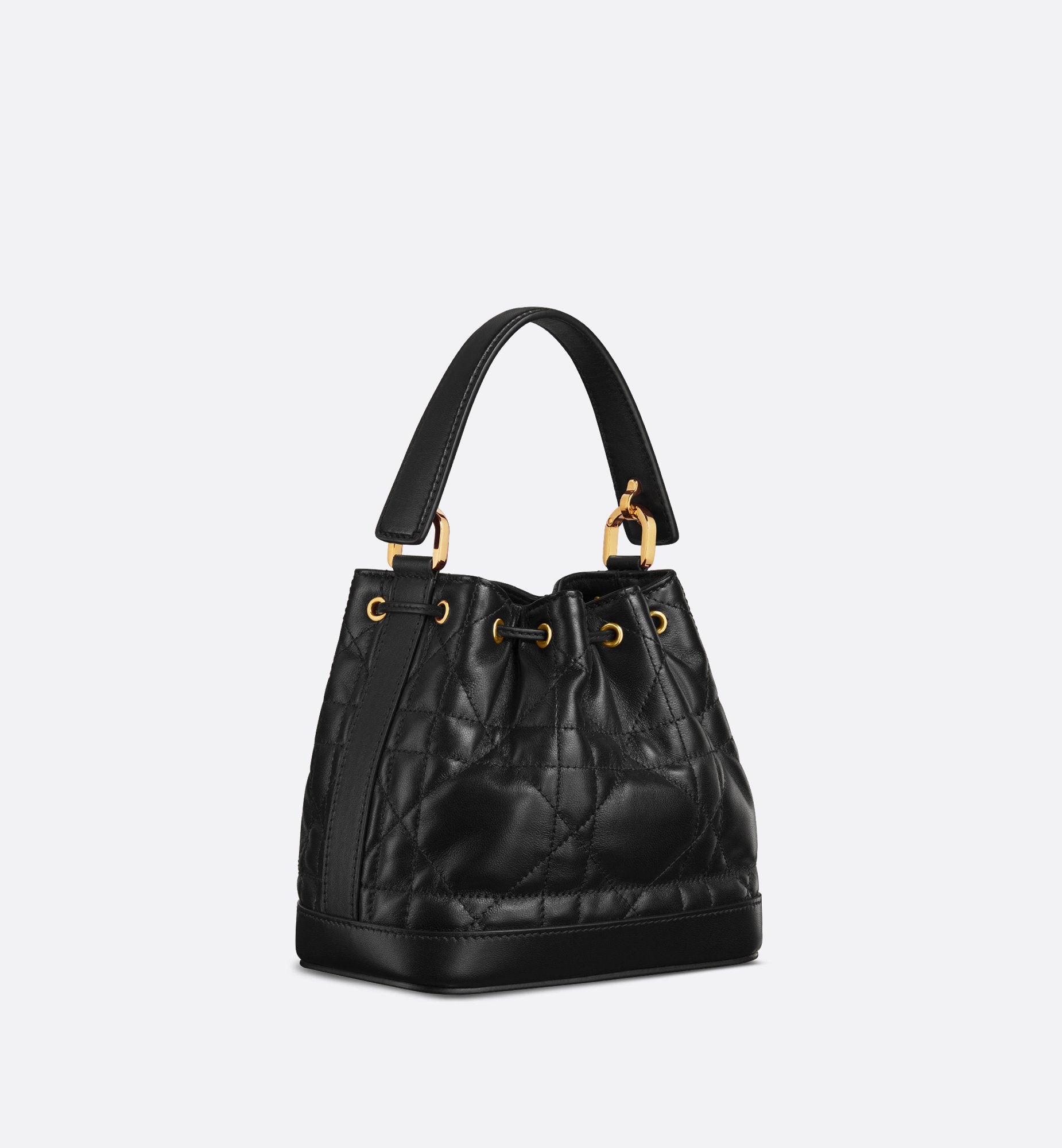 Small Dior Jolie Bucket Bag Black Macrocannage Lambskin And Calfskin