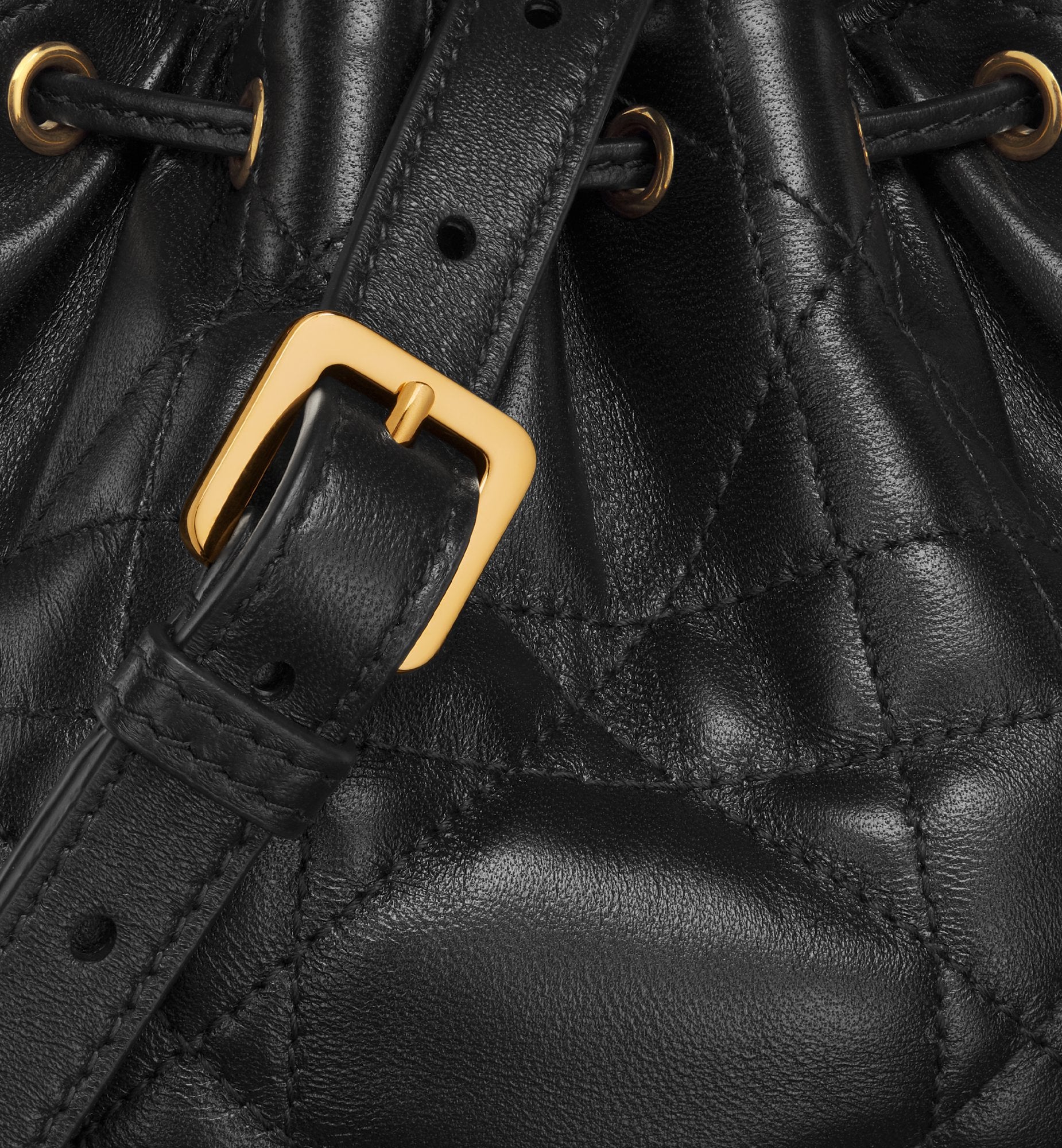 Small Dior Jolie Bucket Bag Black Macrocannage Lambskin And Calfskin