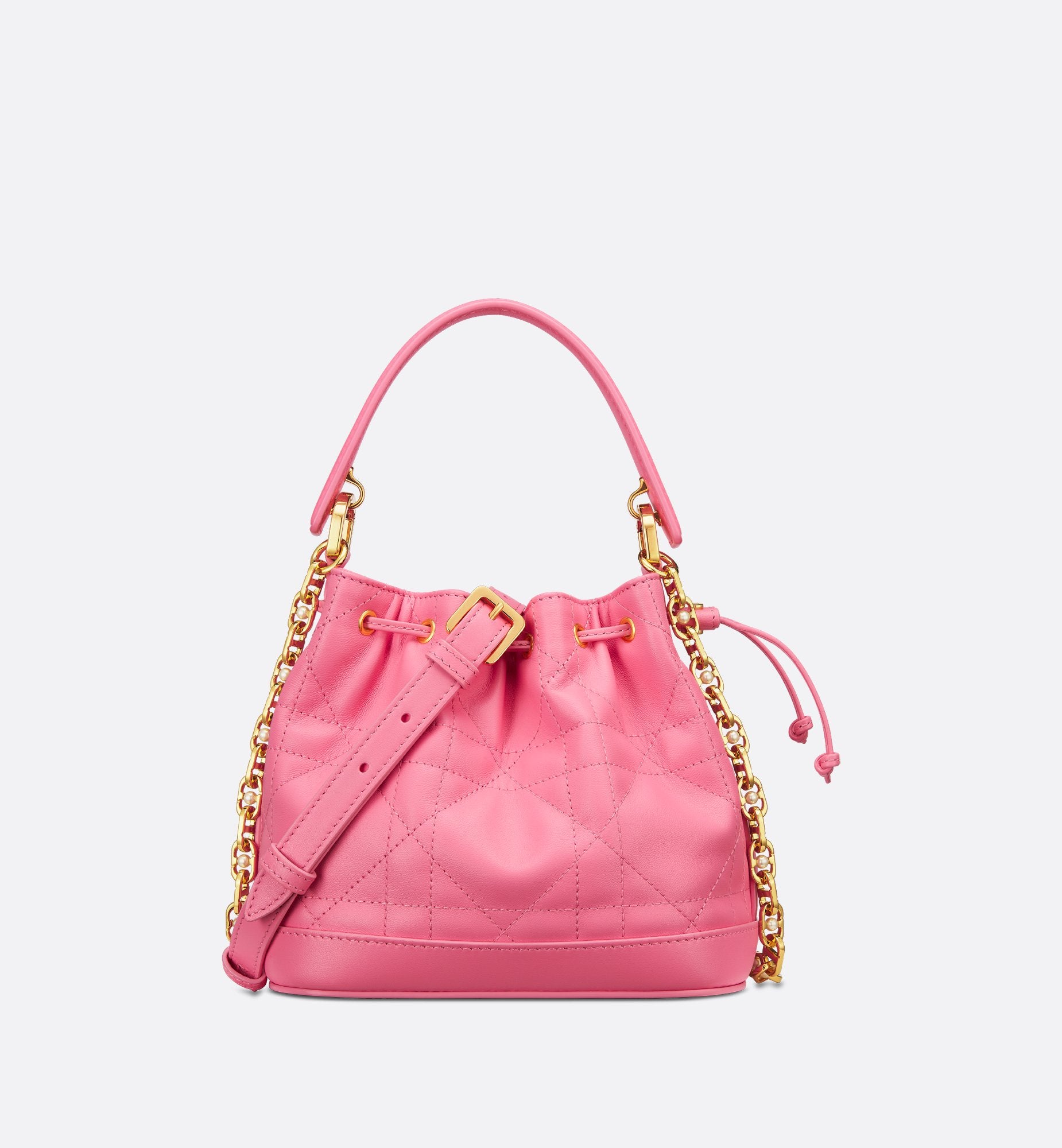 Dioriviera Small Dior Jolie Bucket Bag Candy Pink Macrocannage Lambskin