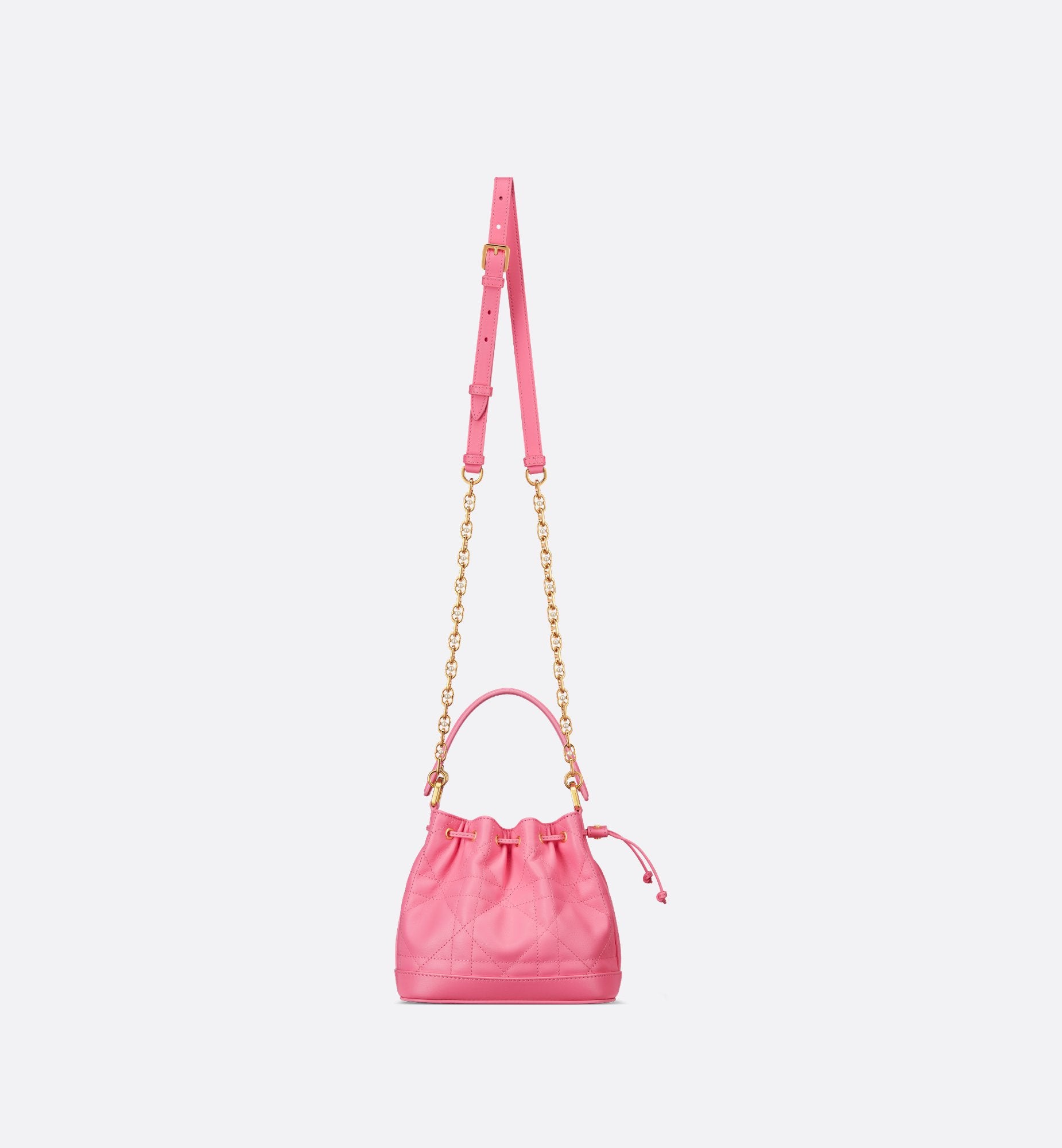 Dioriviera Small Dior Jolie Bucket Bag Candy Pink Macrocannage Lambskin