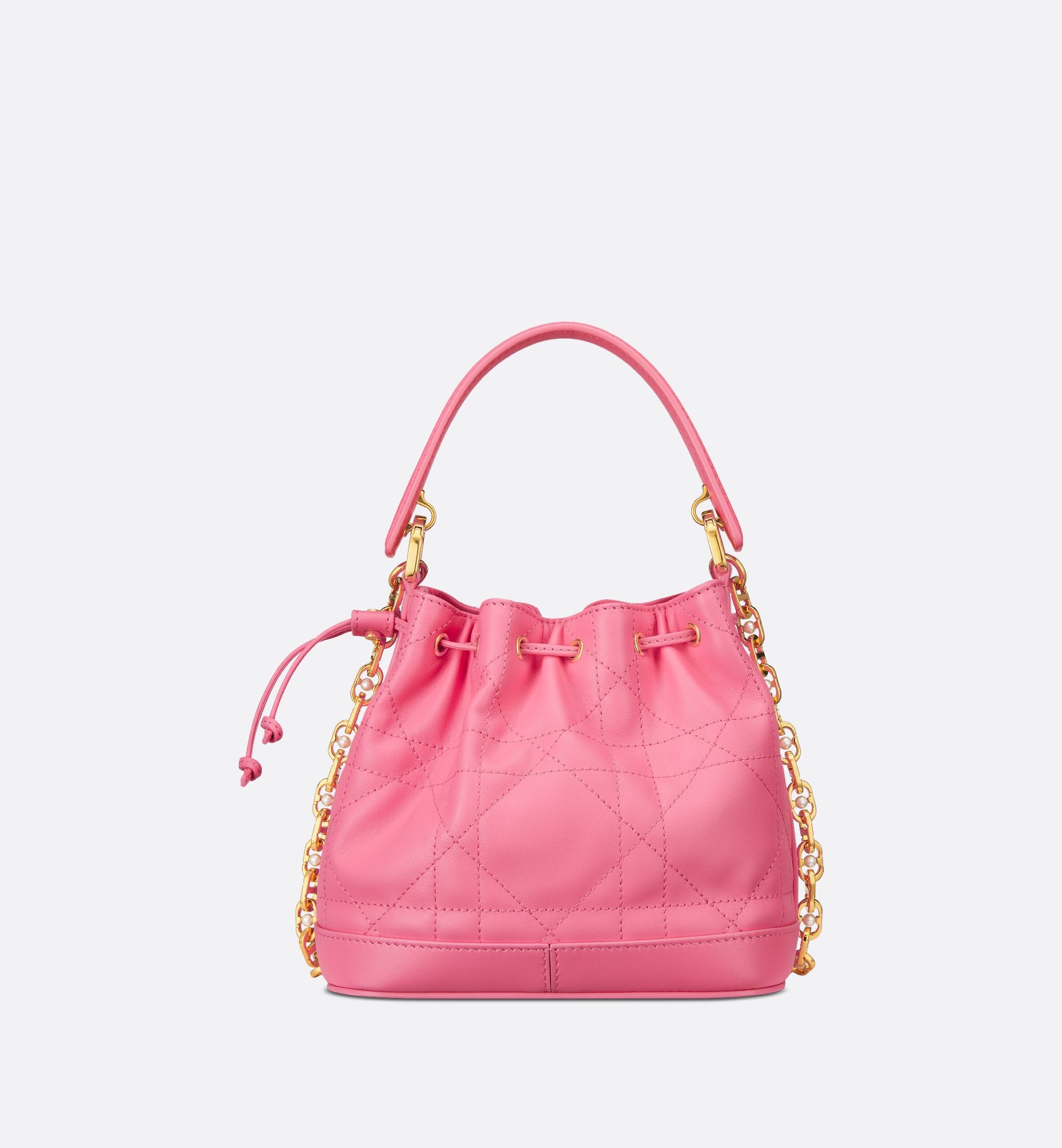 Dioriviera Small Dior Jolie Bucket Bag Candy Pink Macrocannage Lambskin