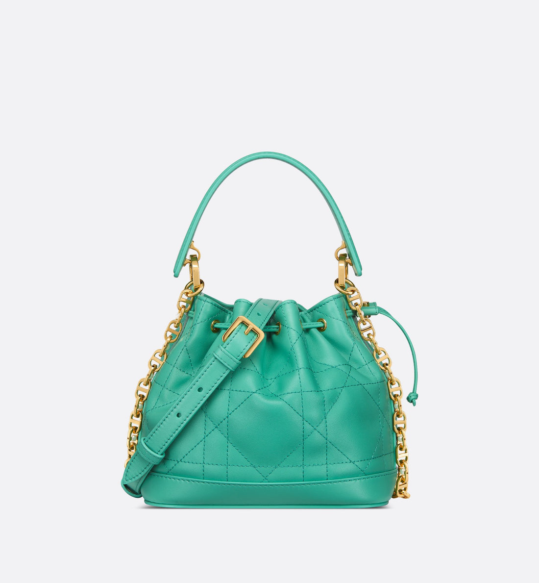 Dioriviera Small Dior Jolie Bucket Bag Aquamarina Macrocannage Lambskin