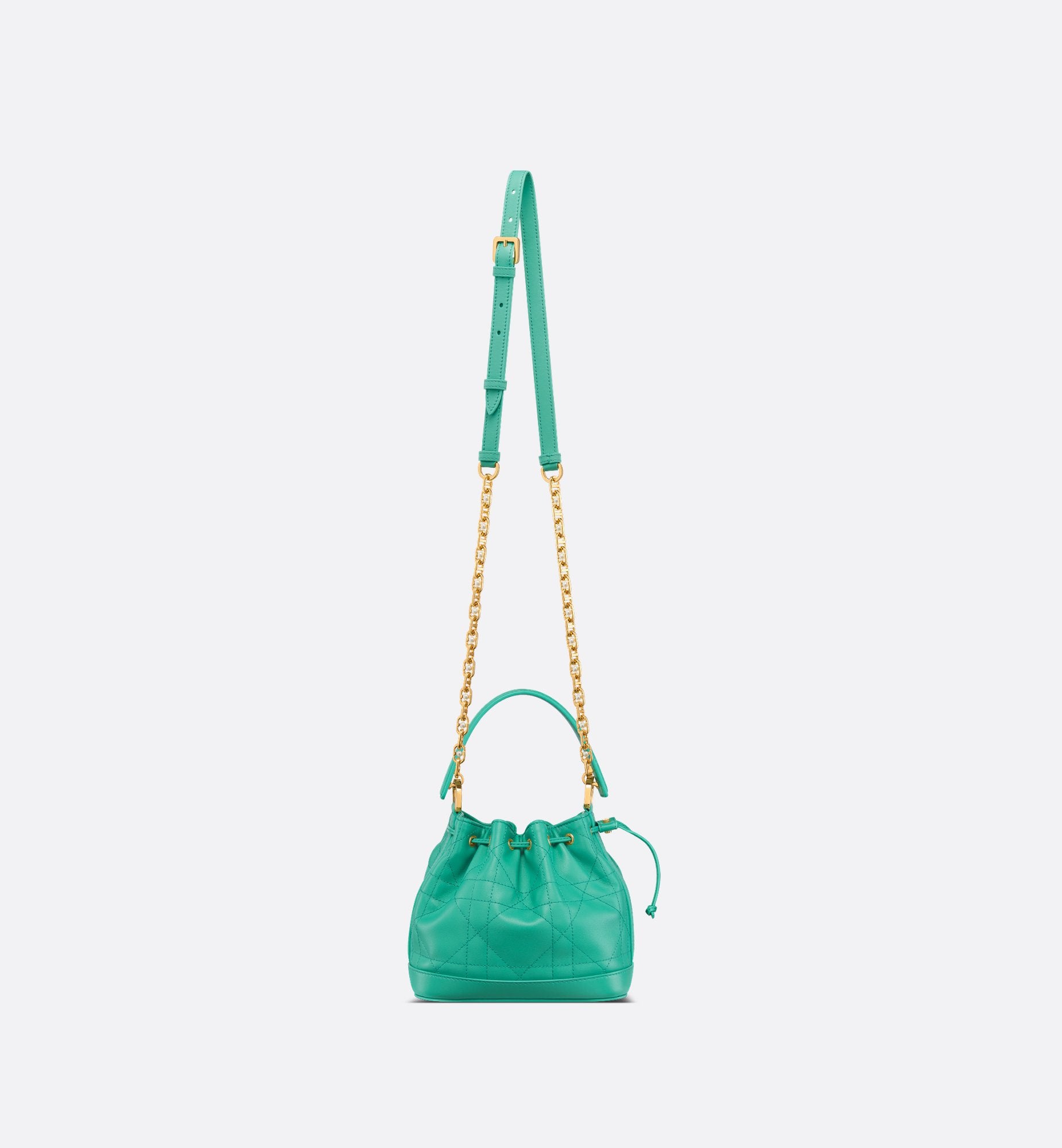 Dioriviera Small Dior Jolie Bucket Bag Aquamarina Macrocannage Lambskin