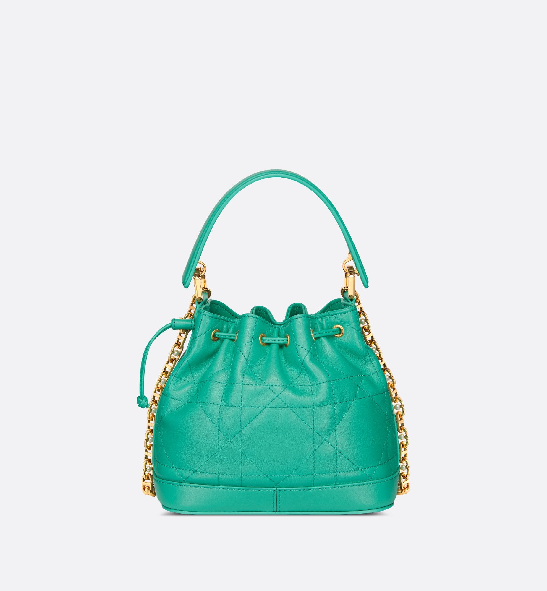 Dioriviera Small Dior Jolie Bucket Bag Aquamarina Macrocannage Lambskin