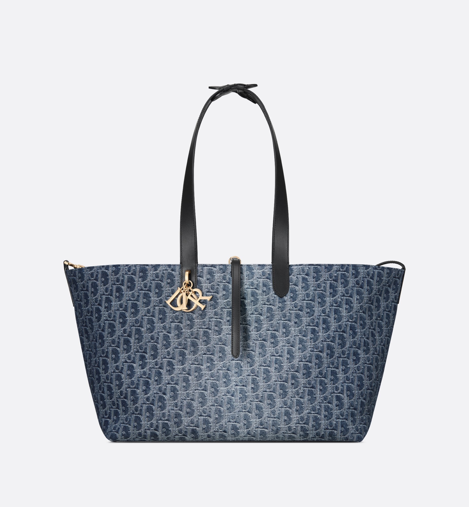 Large Dior Toujours Bag Blue Denim Dior Oblique Jacquard