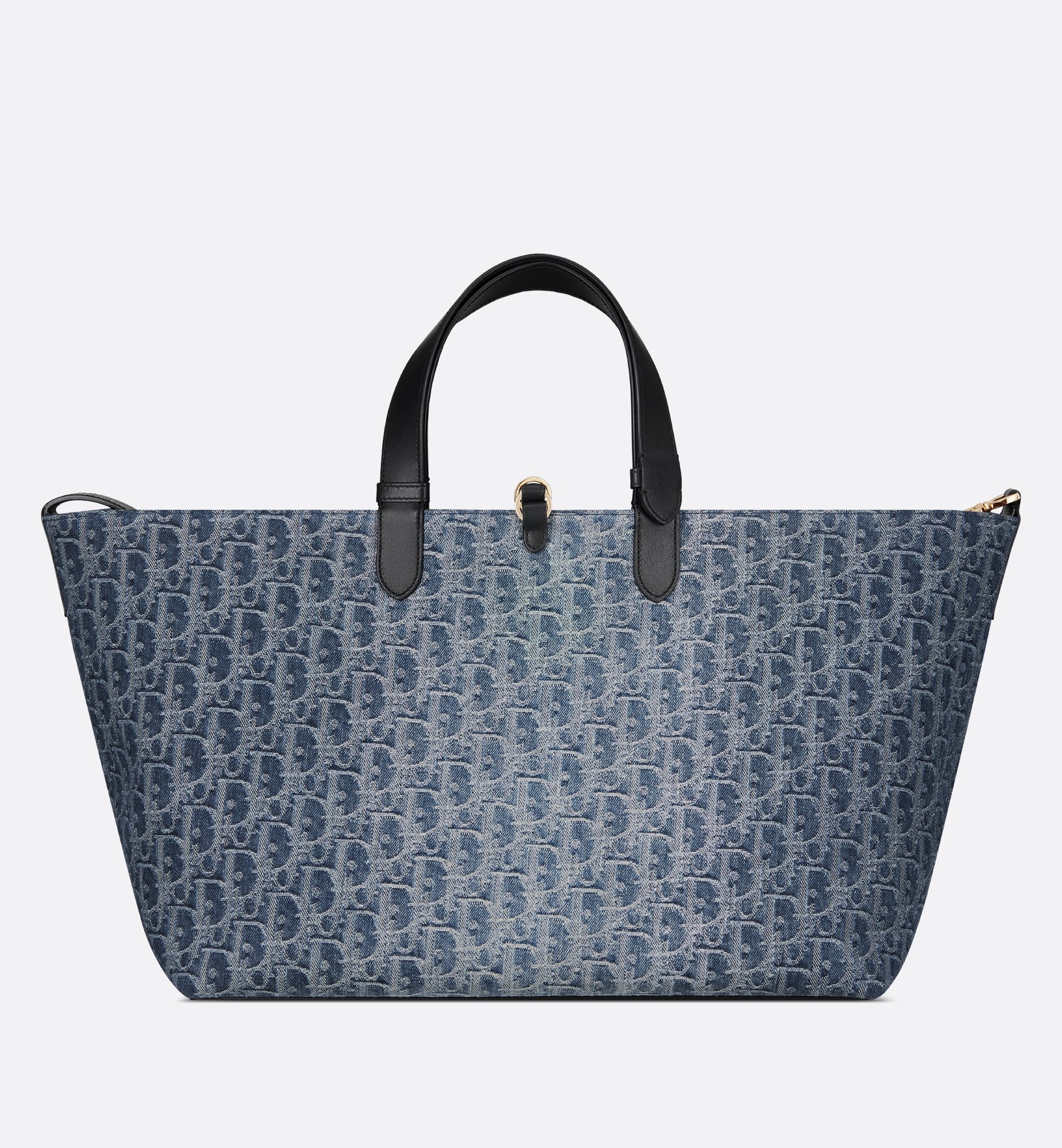 Large Dior Toujours Bag Blue Denim Dior Oblique Jacquard