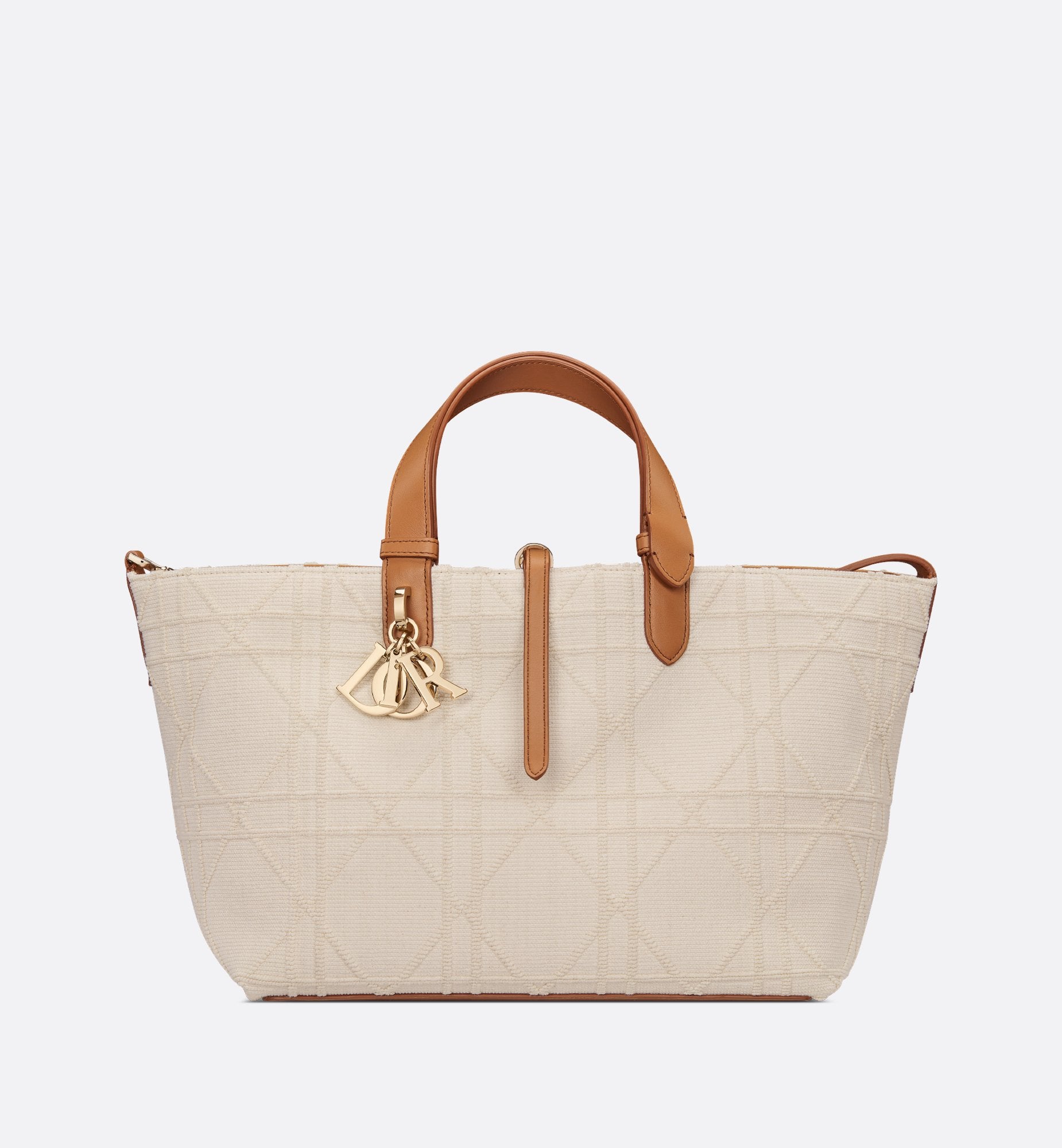 Medium Dior Toujours Bag Beige Macrocannage Pibiones-Woven Cotton